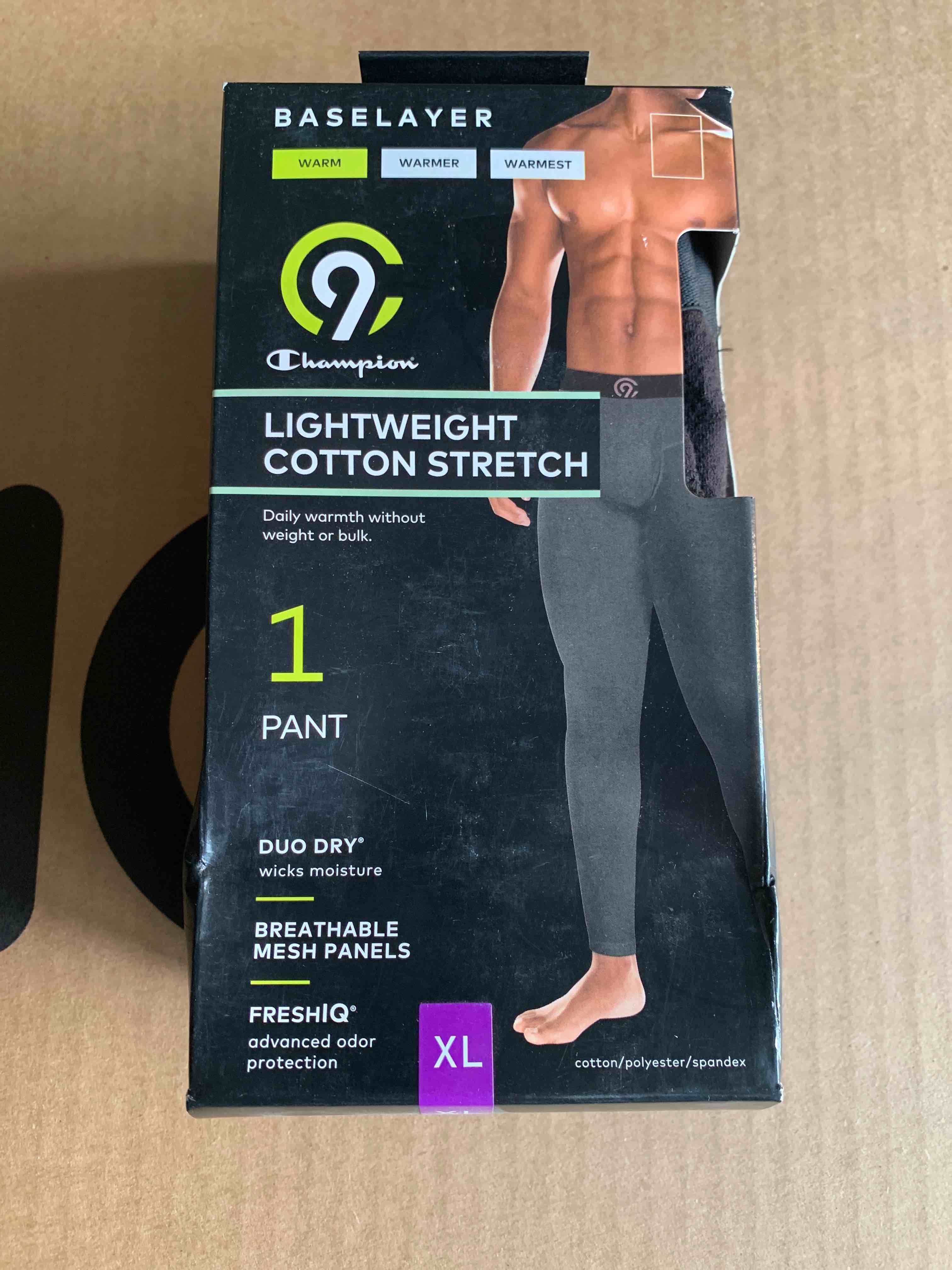 champion baselayer grey lightweight cotton stretch 