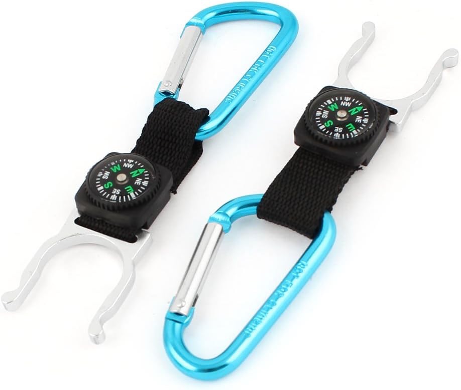 Qtqgoitem Camping Aluminum Carabiner Compass Water Bottle Holder 2 Pcs Teal (model: ef8 241 493 f17 88e)
