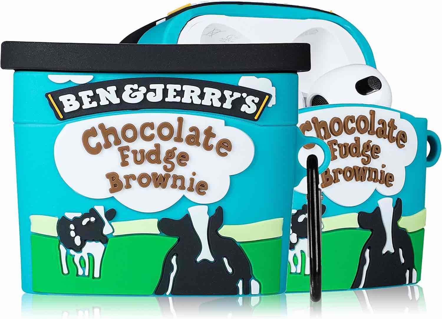 Ultra Thick Soft Silicone Case for Apple AirPods Pro 2019 with Keychain Hook Chocolate Ice Cream Cup 3D Cartoon Food Shaped Cute Lovely Fun Funny Unique Creative Cool Kids Girls Women Teens