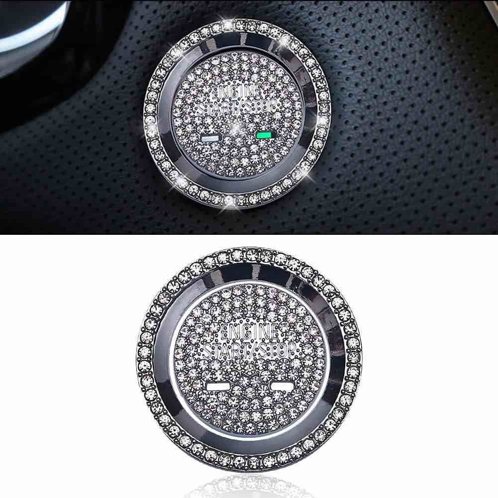 Cutomized Bling Crystal Metal Car Decorative Diamond Center Control Multimedia Button Trim Cover Interrior for Cadillac CT6/ XT4 /XT5 /XT6 2019-2020 Ice Out