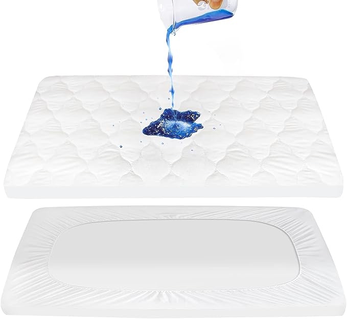 Pack N Play Mattress Pad Sheets Cover Waterproof, Soft Quilted Pack and Play Protector, 27" X 39" Fit Graco Pack N Play Crib Mattress Pad, Baby Portable Mini Cribs and Foldable Mattresses Pad