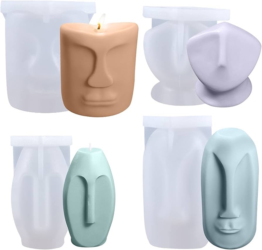 4 PCs Human face mold soap making