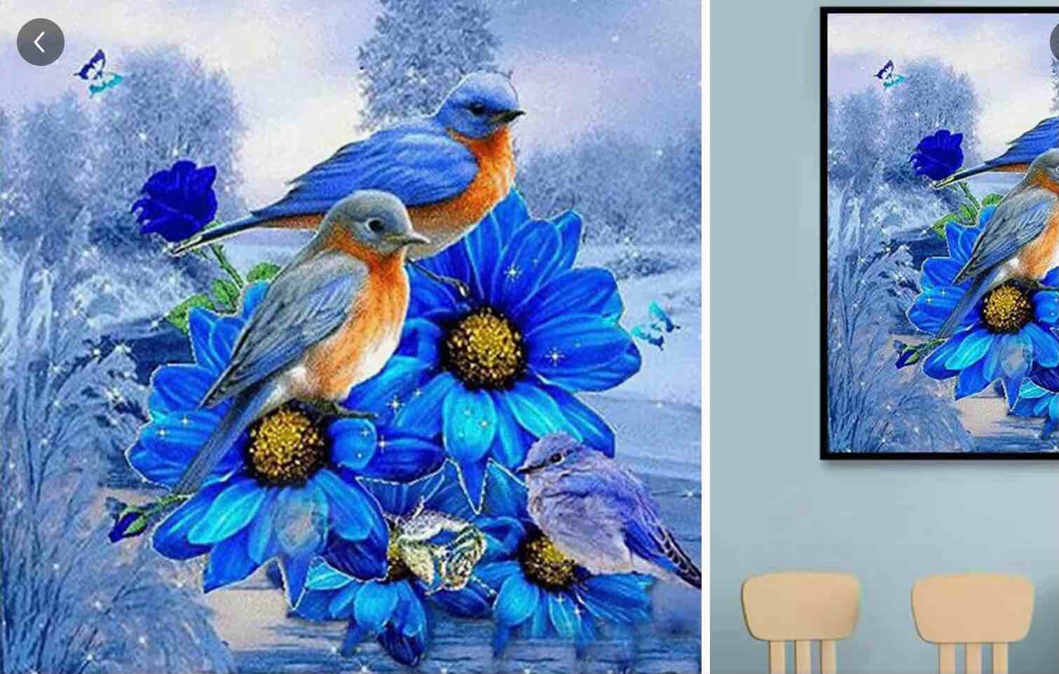 1pc 5D DIY Artificial Diamond Painting Kits Flowers And Birds Art Painting For Home Decor,20x20cm/7.9*7.9inch,Frameless