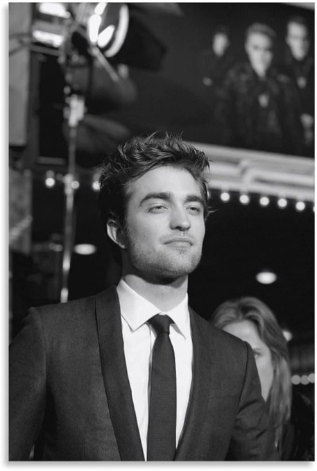 Robert Pattinson American Film Actor Robert Pattinson Black and White Poster Poster for Room Aesthetic Decorative Painting Canvas Wall Art Picture Print for Modern Family Bedroom 12x18inch(30x45cm)