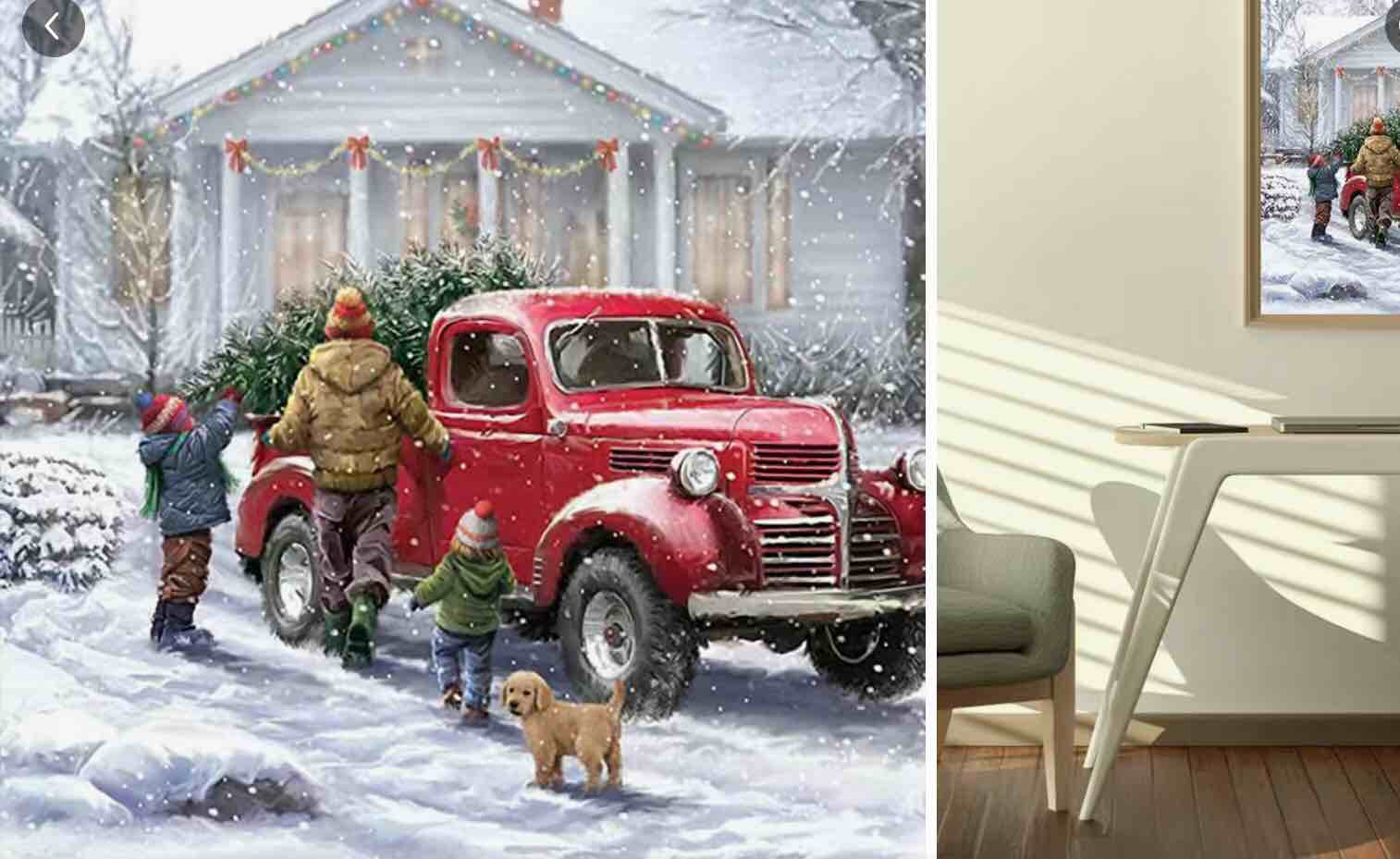 1pc Christmas Artificial Diamond Painting Kit,DIY Snow Scene Artificial Diamond Painting Kits,5D Artificial Diamond Art,for Adults And Beginner,20x20cm/7.9*7.9inch,Frameless