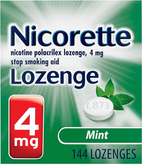 nicorette nicotine lozenges to stop smoking, 4 mg, mint flavor - 72 count
