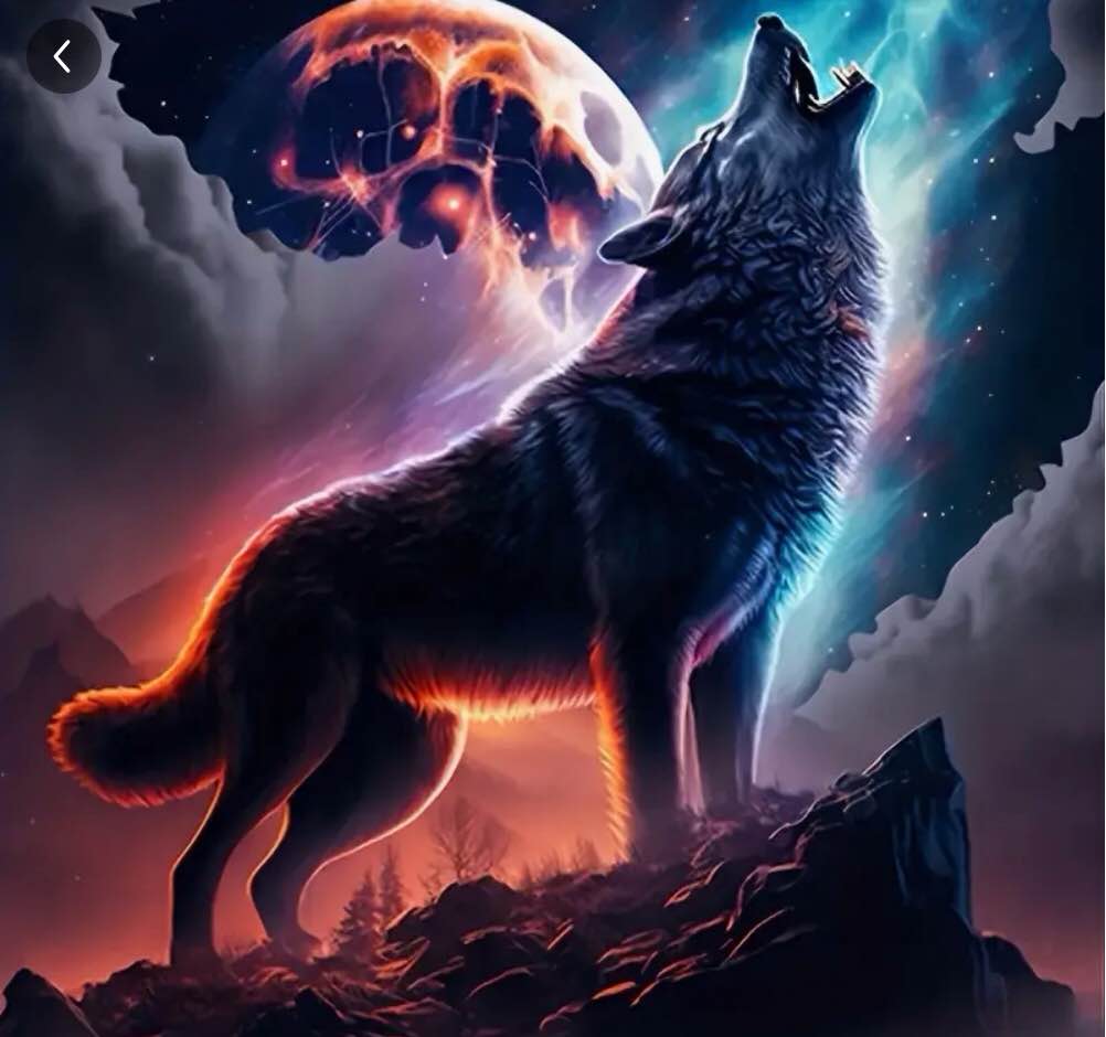 Wolf Diamond Painting Kit, 5D Full Drill Round Acrylic Diamond Art Embroidery Cross Stitch Picture Craft, Animal Theme DIY Diamond Art Kit for Wall Decor and Thanksgiving Surprise Gift - 20x20cm/7.87x7.87in