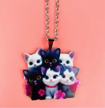 2D Flat Charming Acrylic Cat Necklace- Perfect Couple's Gift & Holiday Accessory
