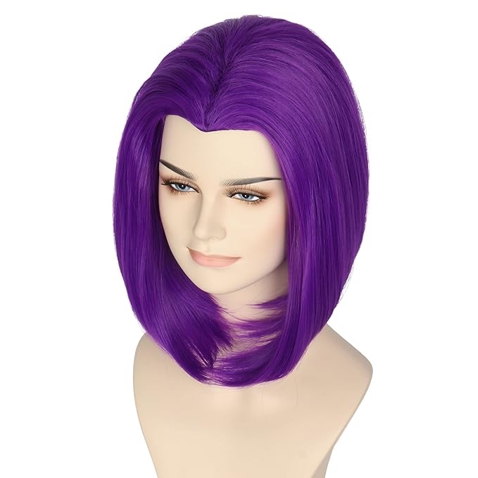 Miss U Hair Short Purple wig with Widow's Peak Women Girls Halloween Cosplay Wig