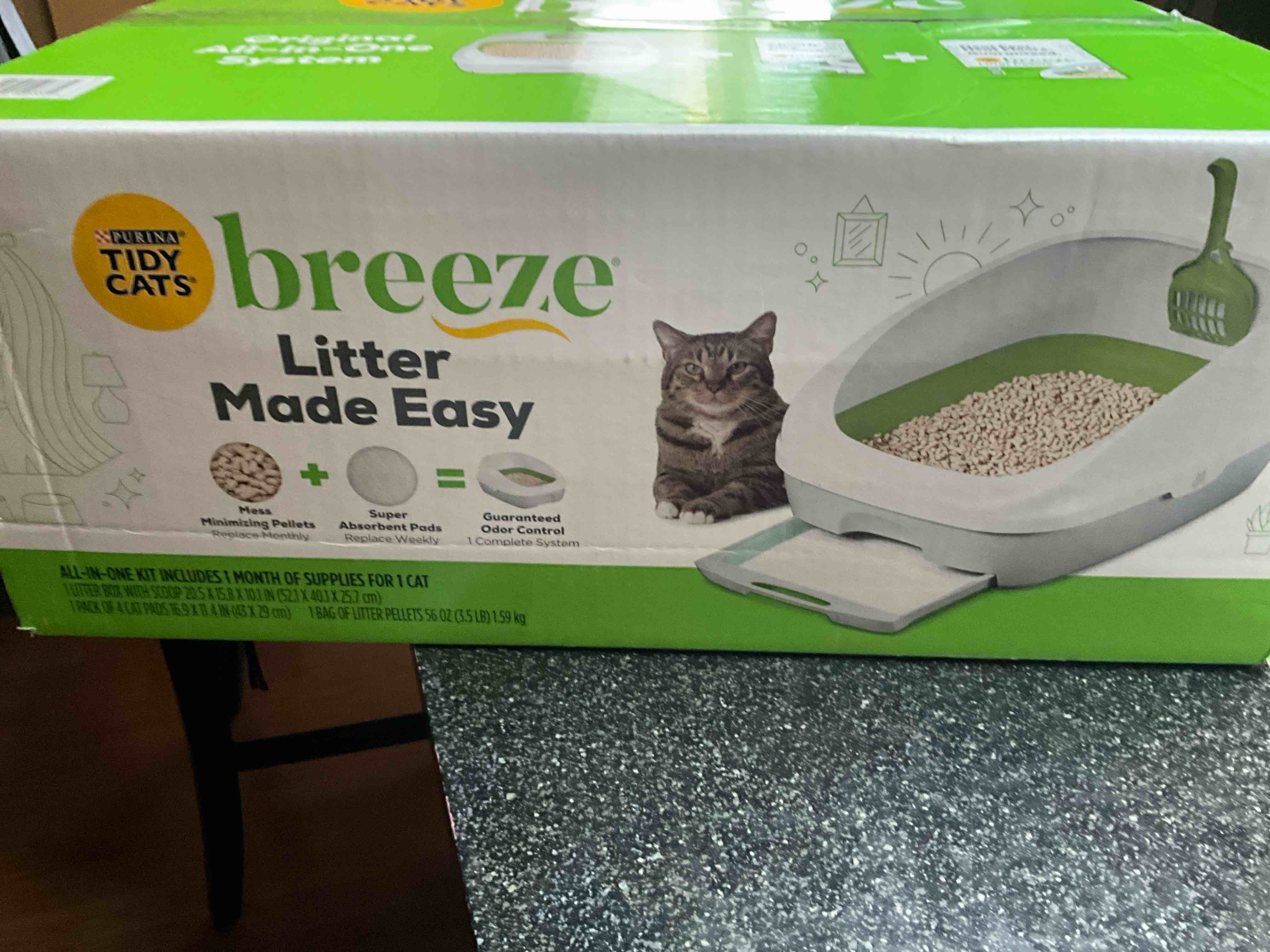 Purina Tidy Cats Litter Box System, BREEZE System Starter Kit Litter Box, Litter Pellets & Pads