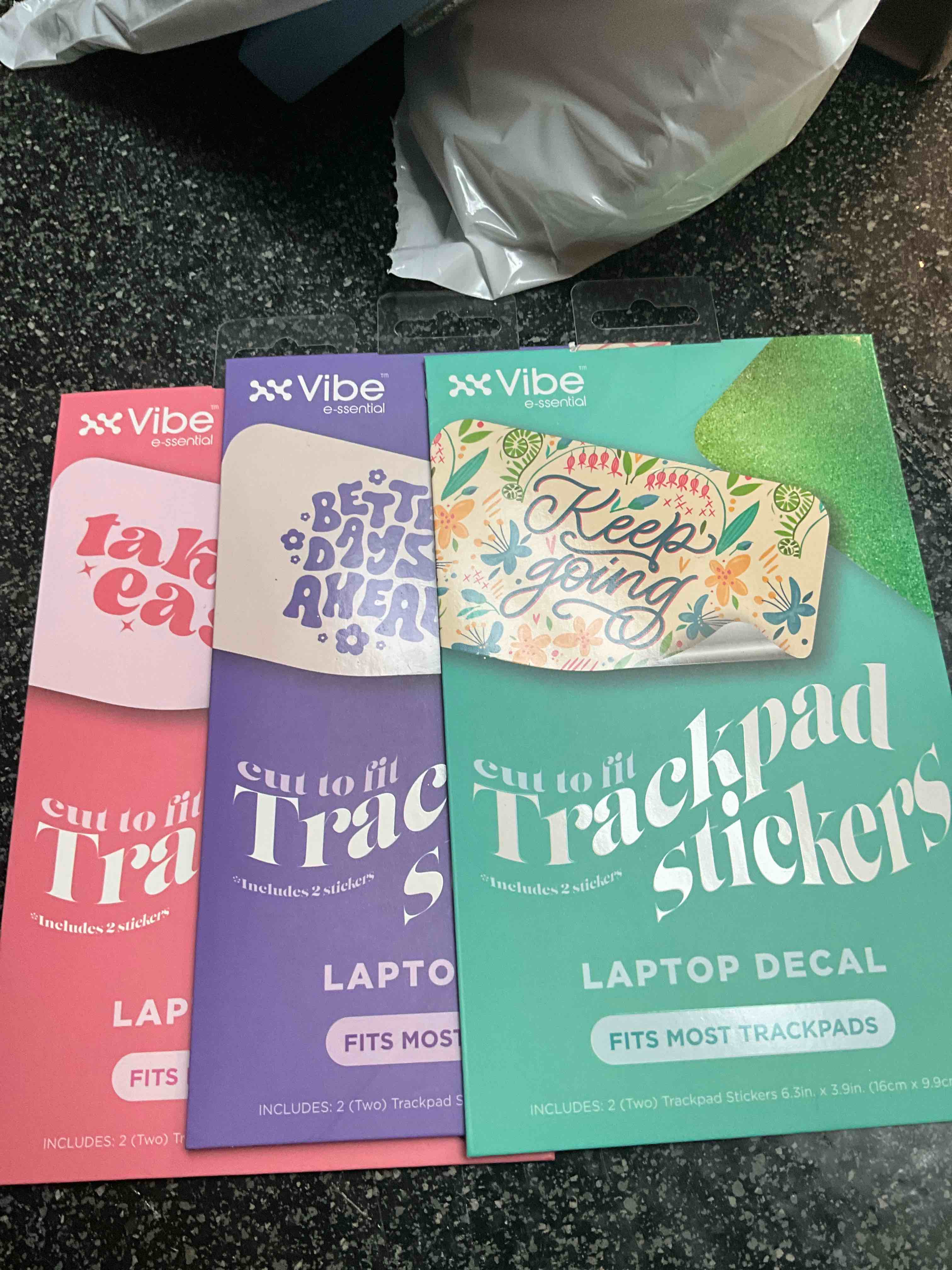Vibe - E-ssential - cut to fit Trackpad Stickers - Laptop Decals - 3 count package 