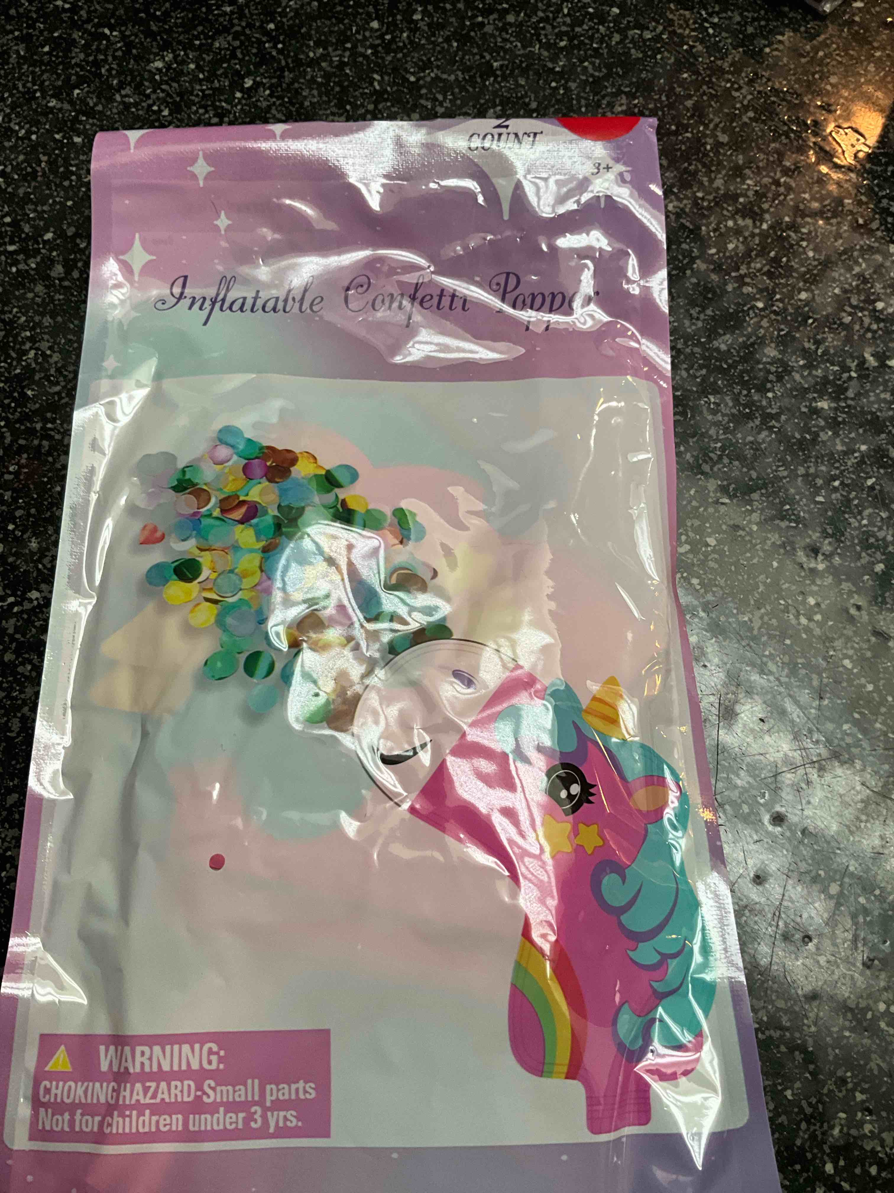 Inflatable Confetti Unicorn Poppers - 2 count 