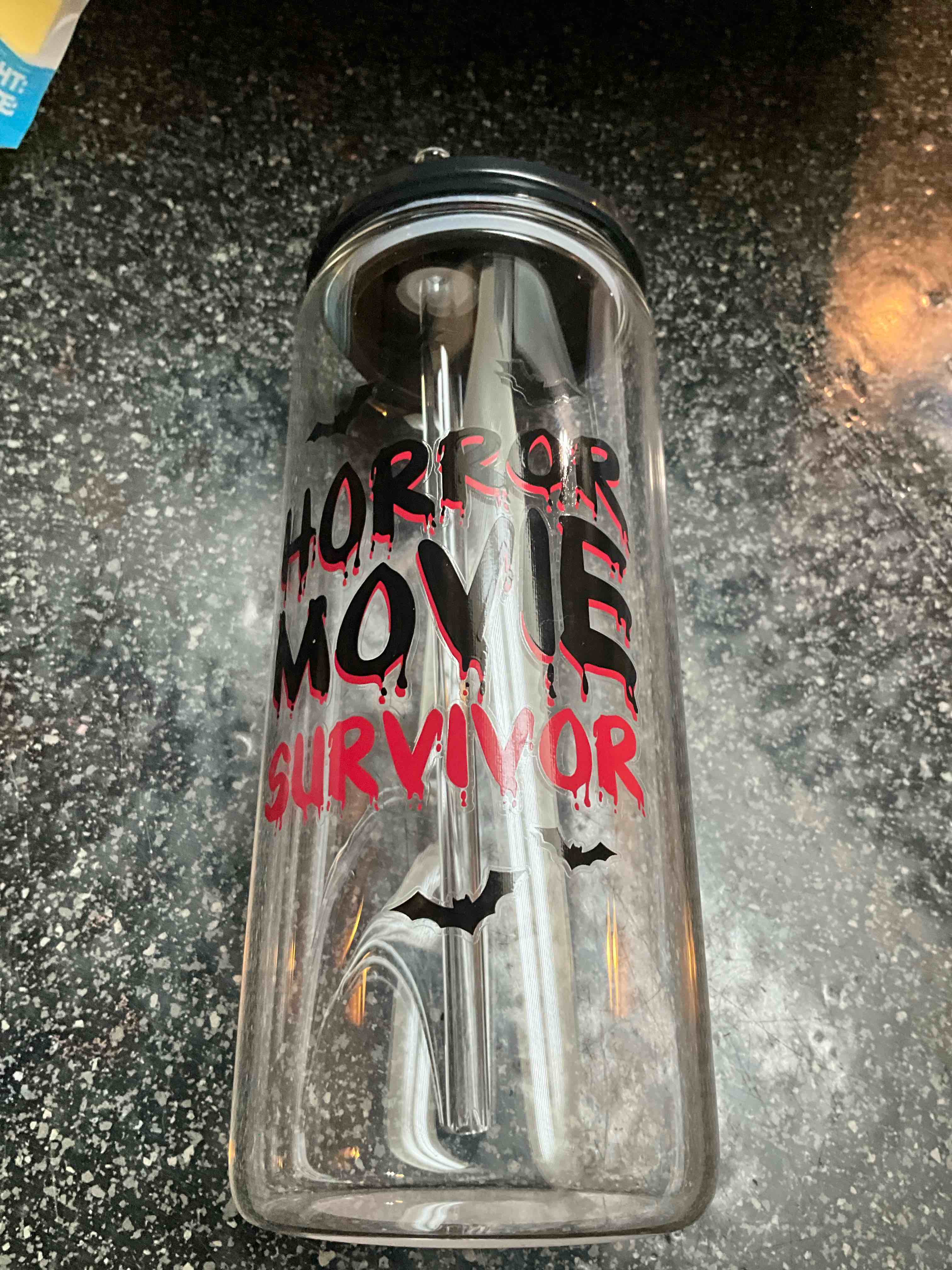 20 oz - glass tumbler with lid & straw 