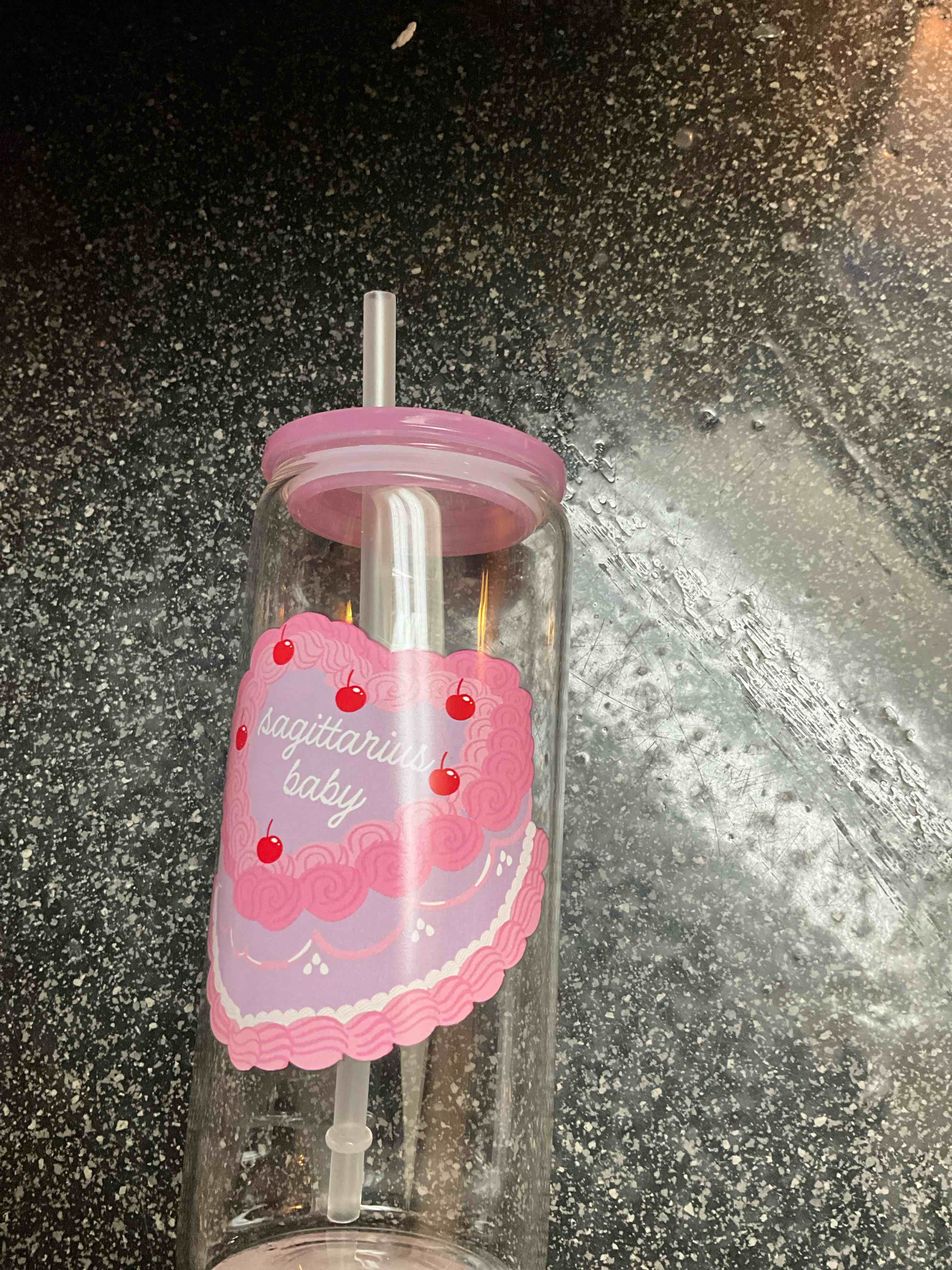 20 oz - Glass Tumbler with Lid & Straw  - Sagittarius Baby 