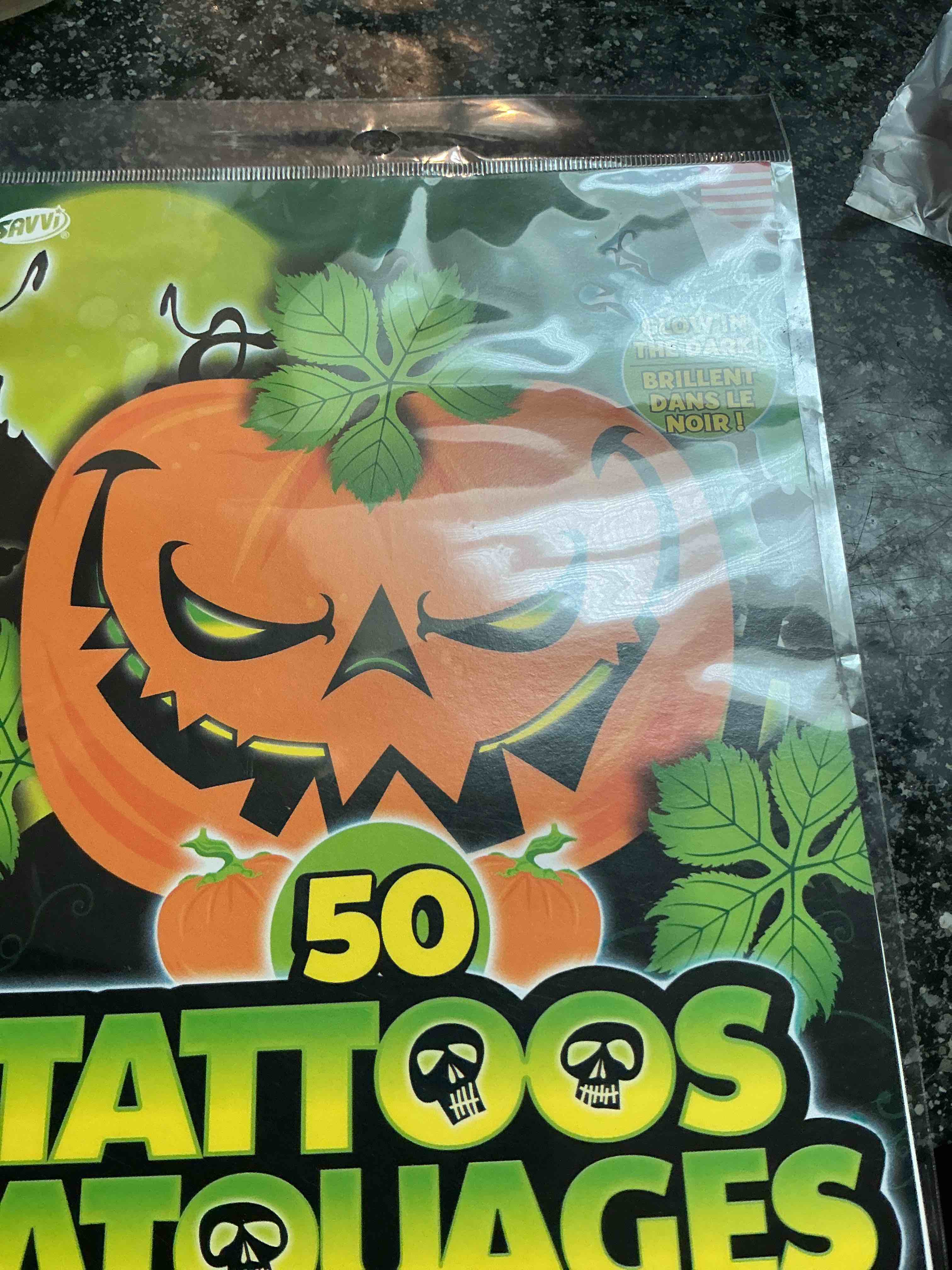 50 Halloween - Tattoos - Glow In The Dark 