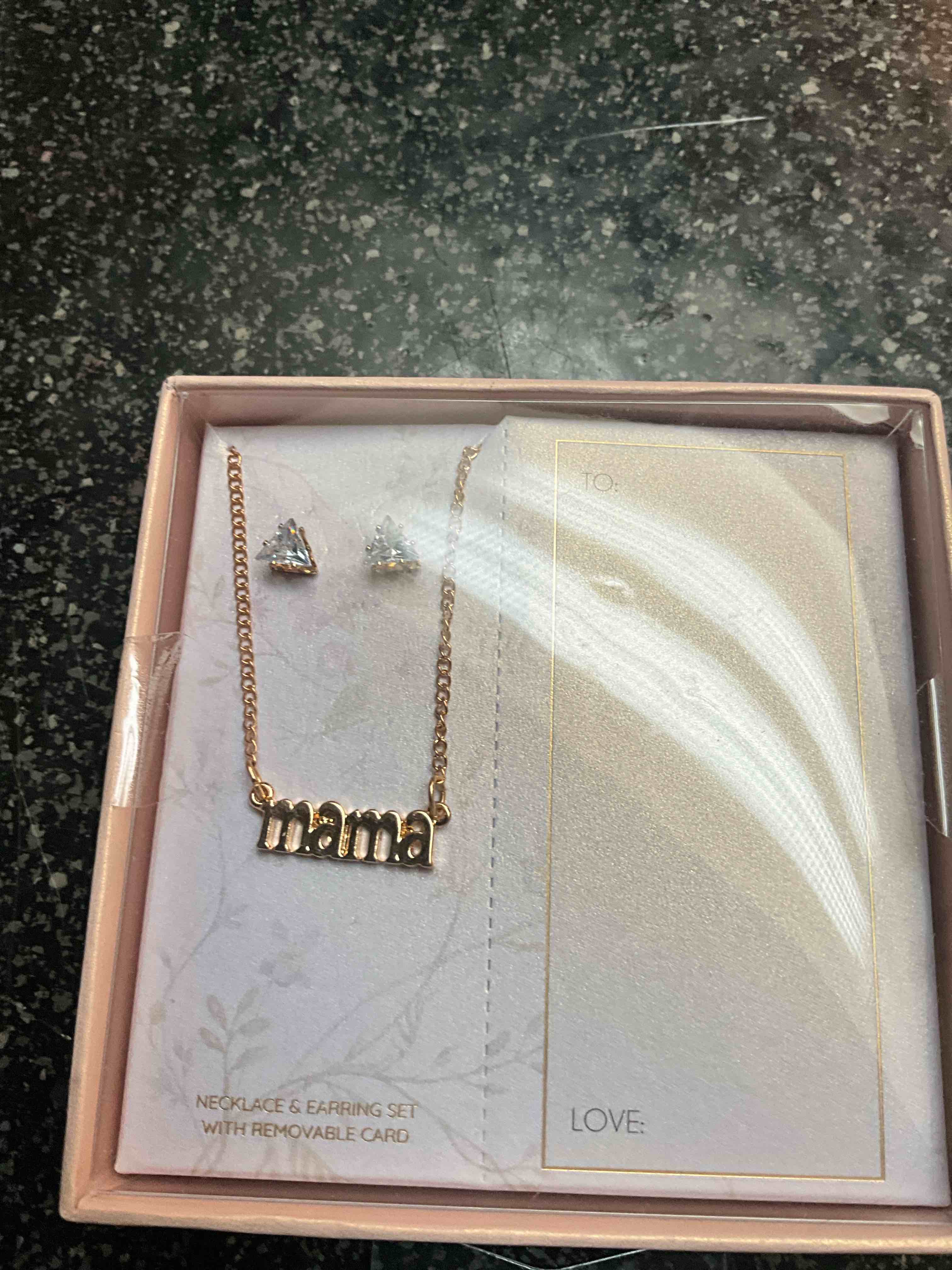Gold MAMA Necklace & Earring Set 