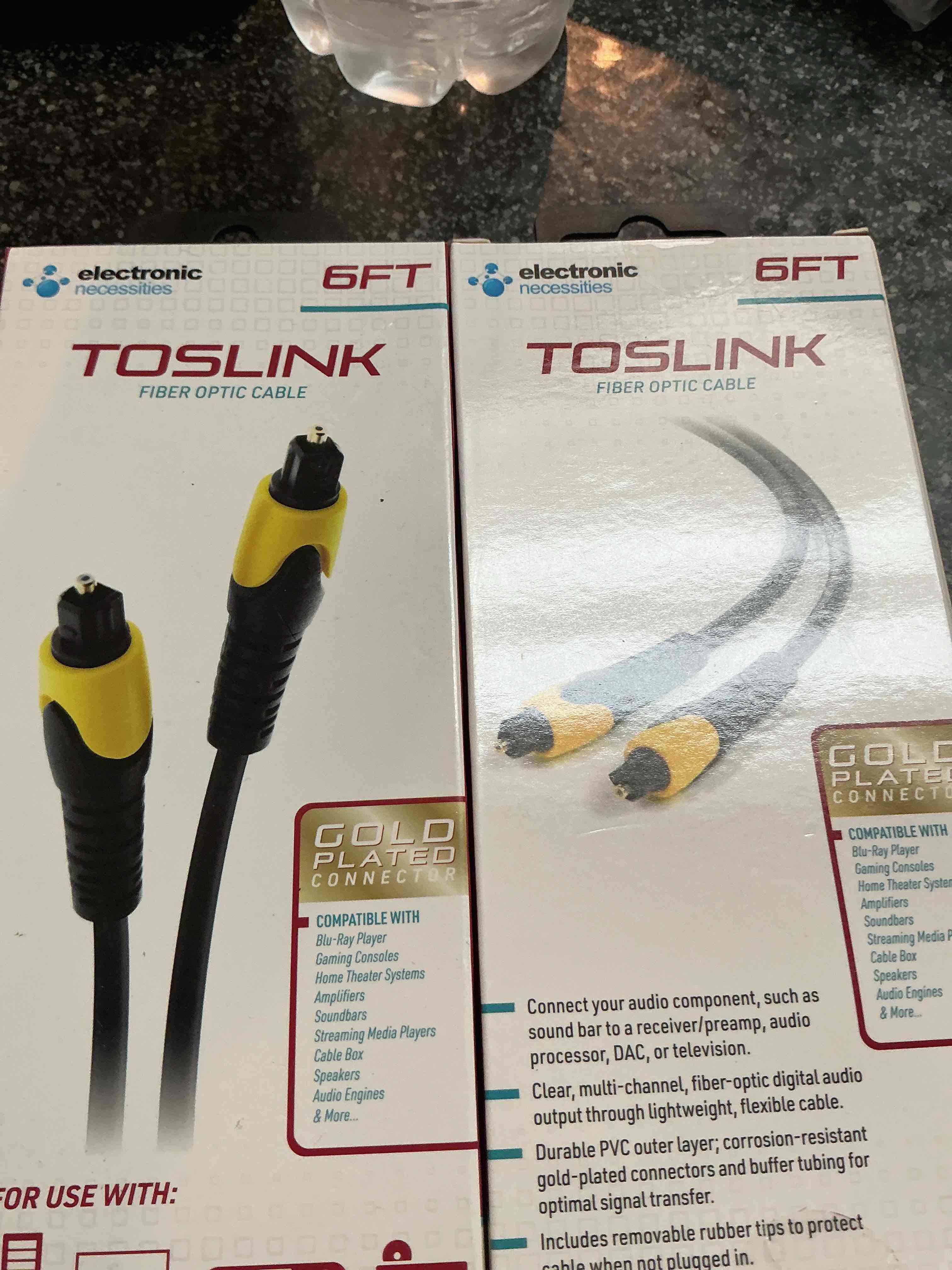 electronic 6 ft. toslink fiber optic cable 