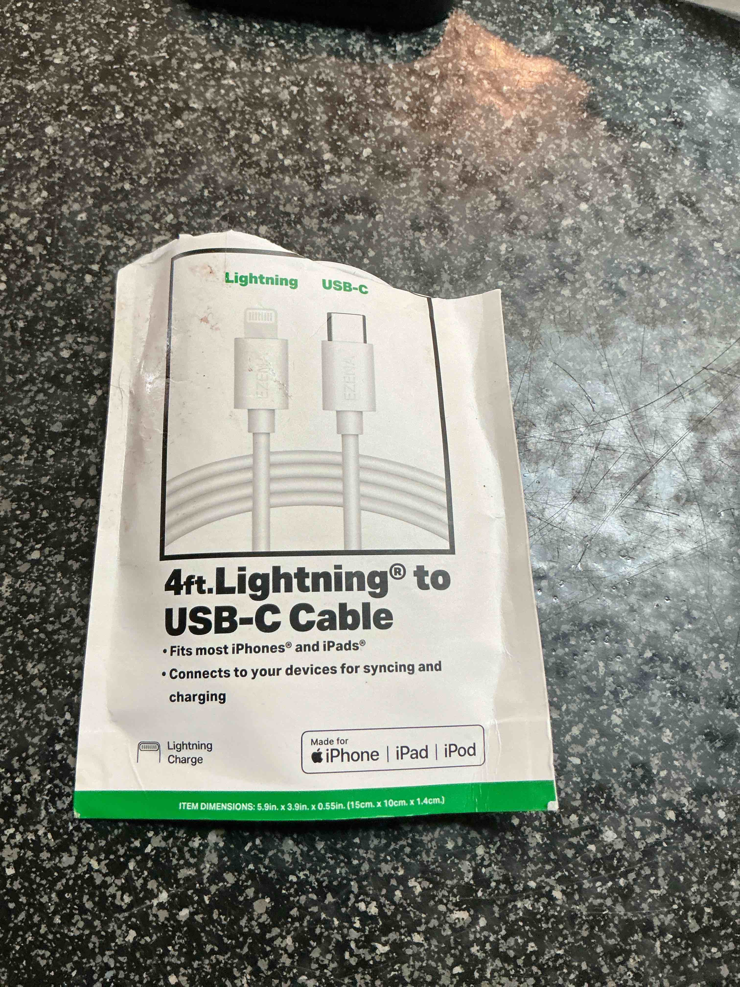 4 Ft. Lightning To USB  -C Cable  White 