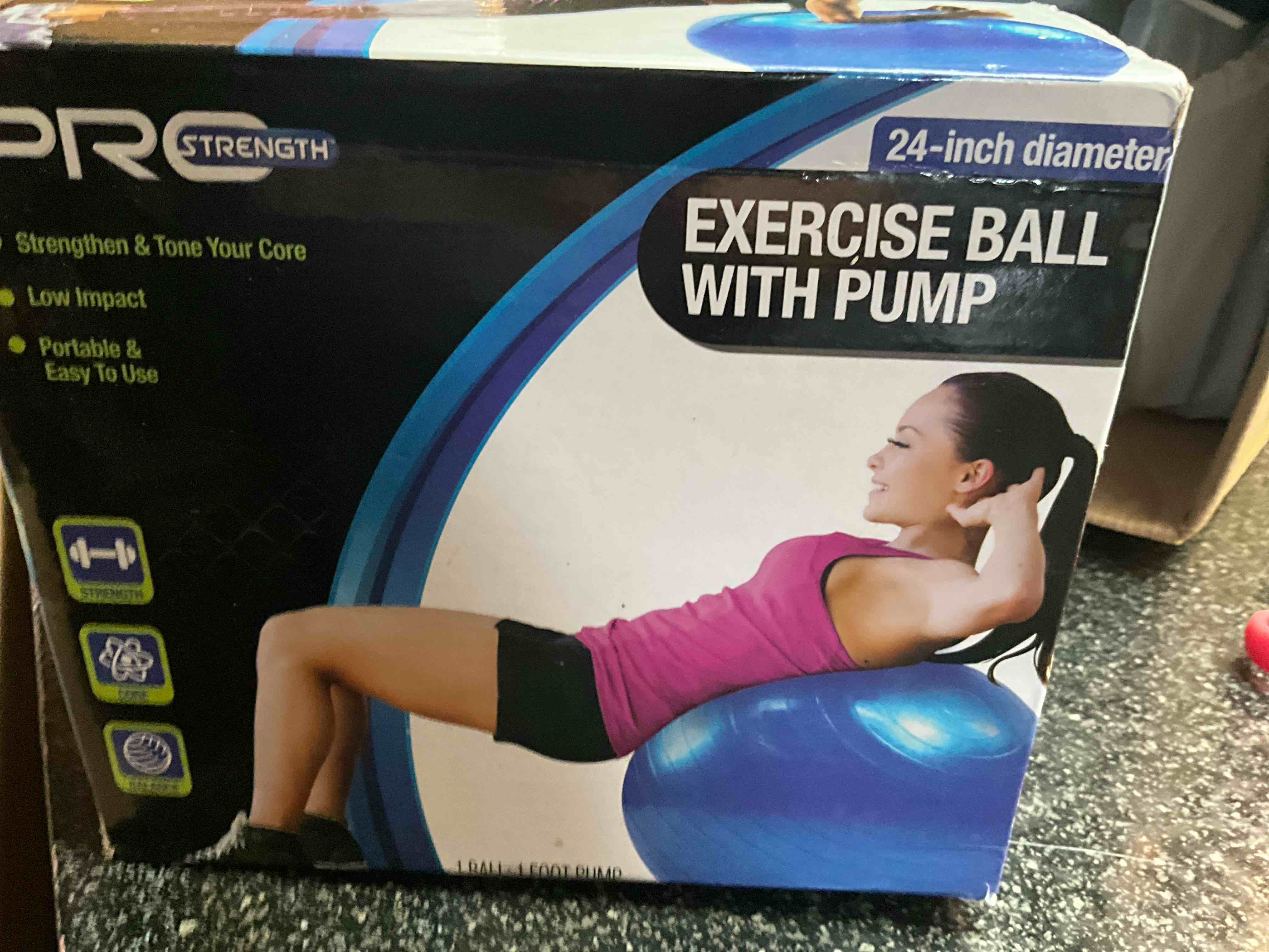 pro strength - exercise ball with pump - 24” - blue 
