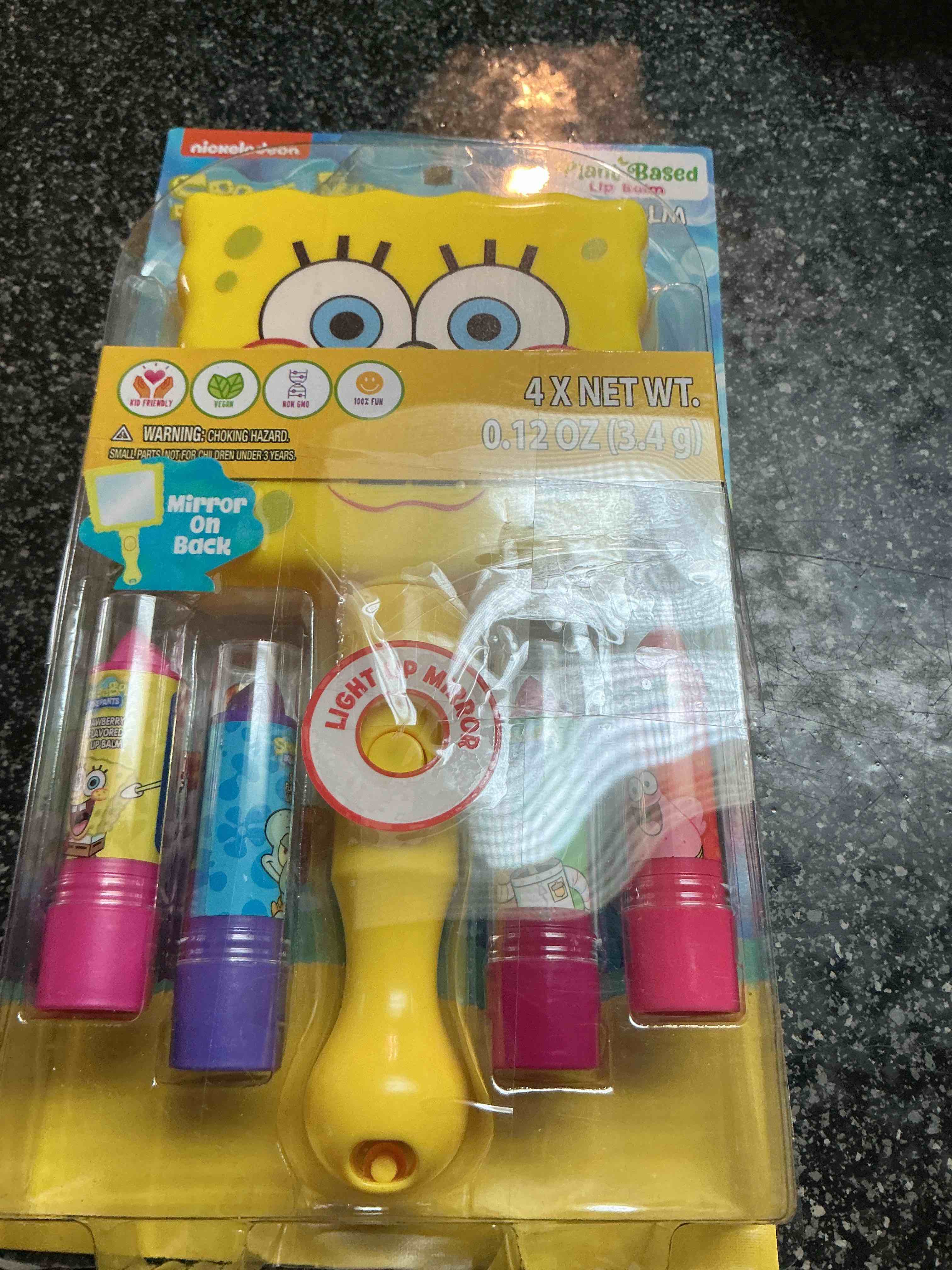Nickelodeon Sponge Bob Square Pants  Light Up Mirror & Lip Gloss