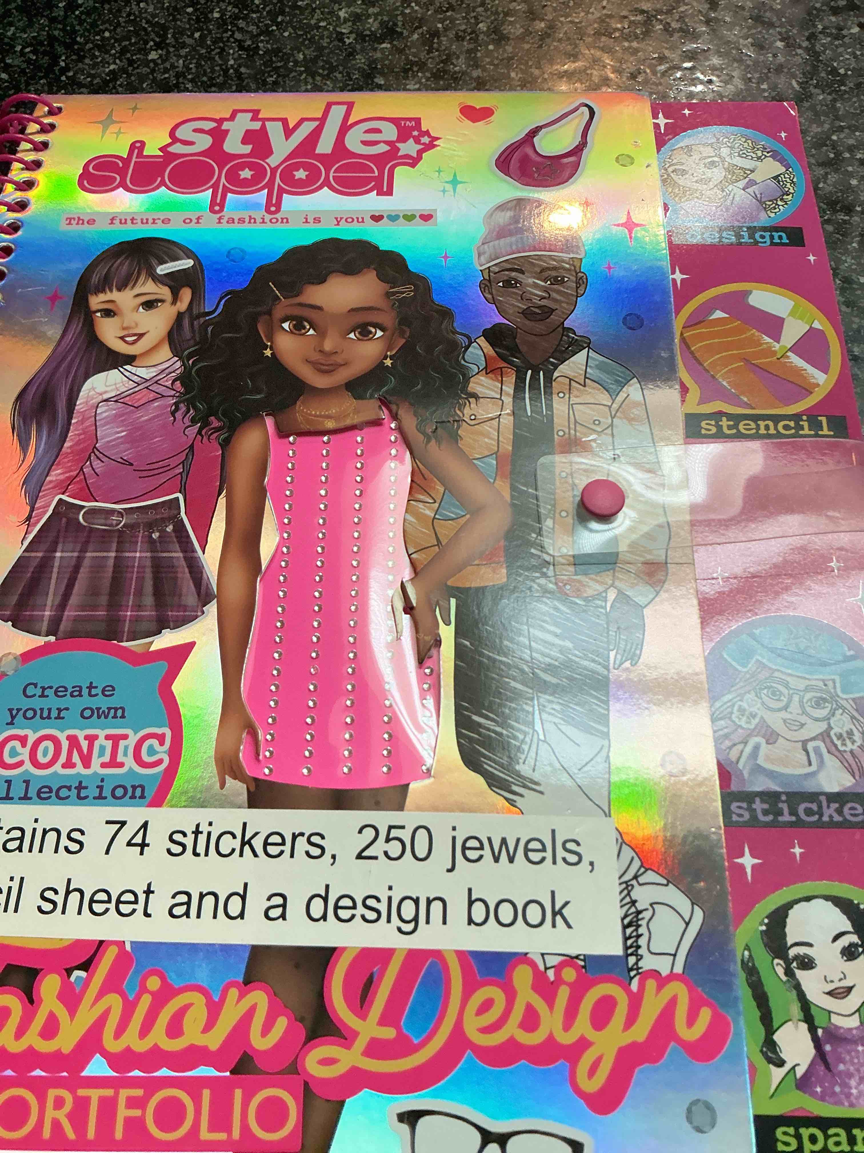Styler Stopper Create Your Own Iconic Collection Contains 74 Stickers 250 Jewels Stencil Sheet & Design Book 