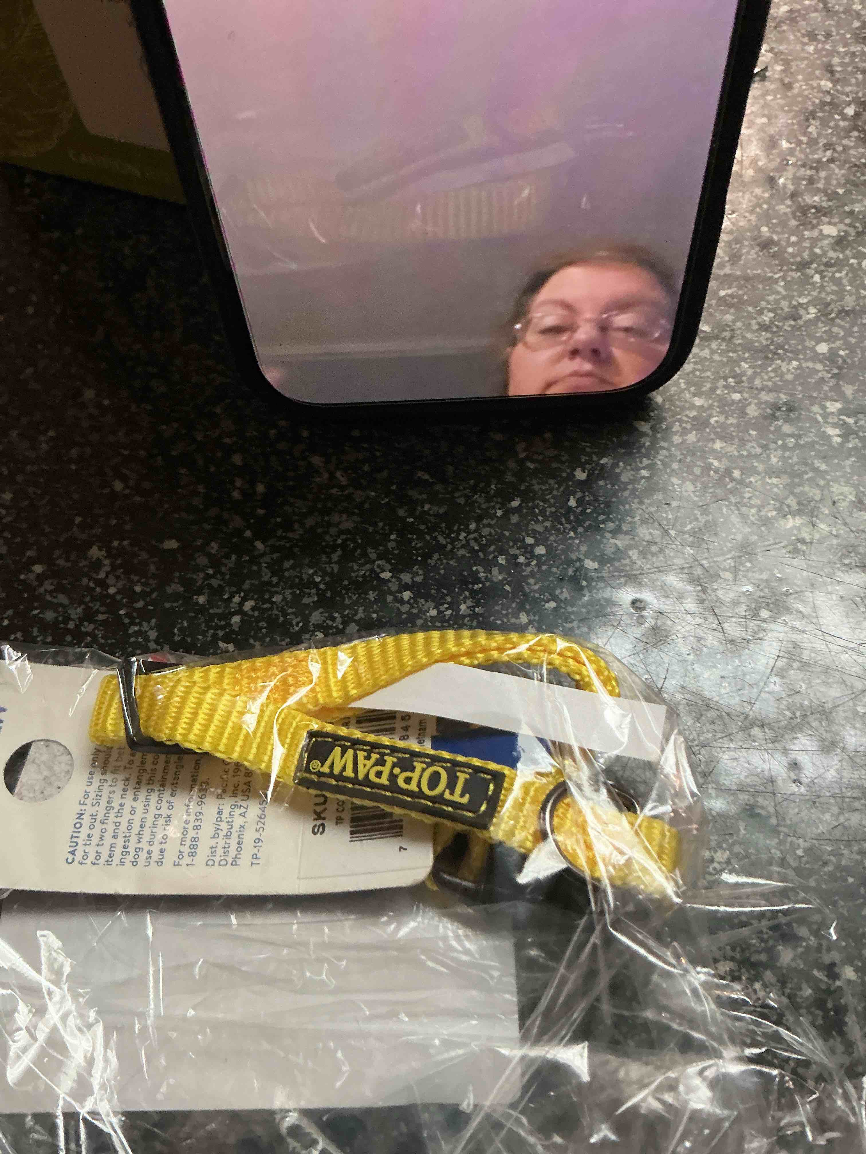 top paw yellow pet  collar size - xs 