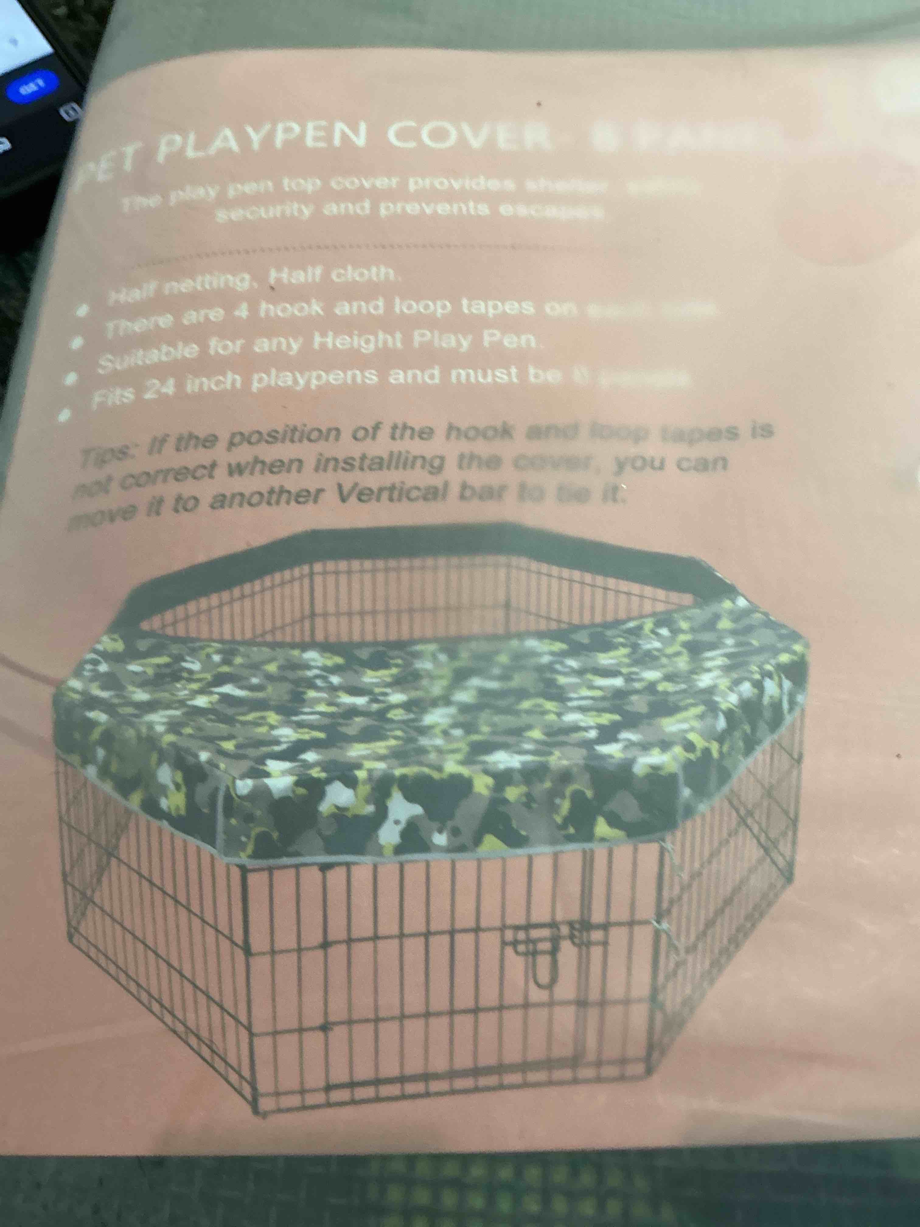 Pet Playpen Cover Camo 8 Panels 24 “ half Nesting Half Cloth Any Height 
