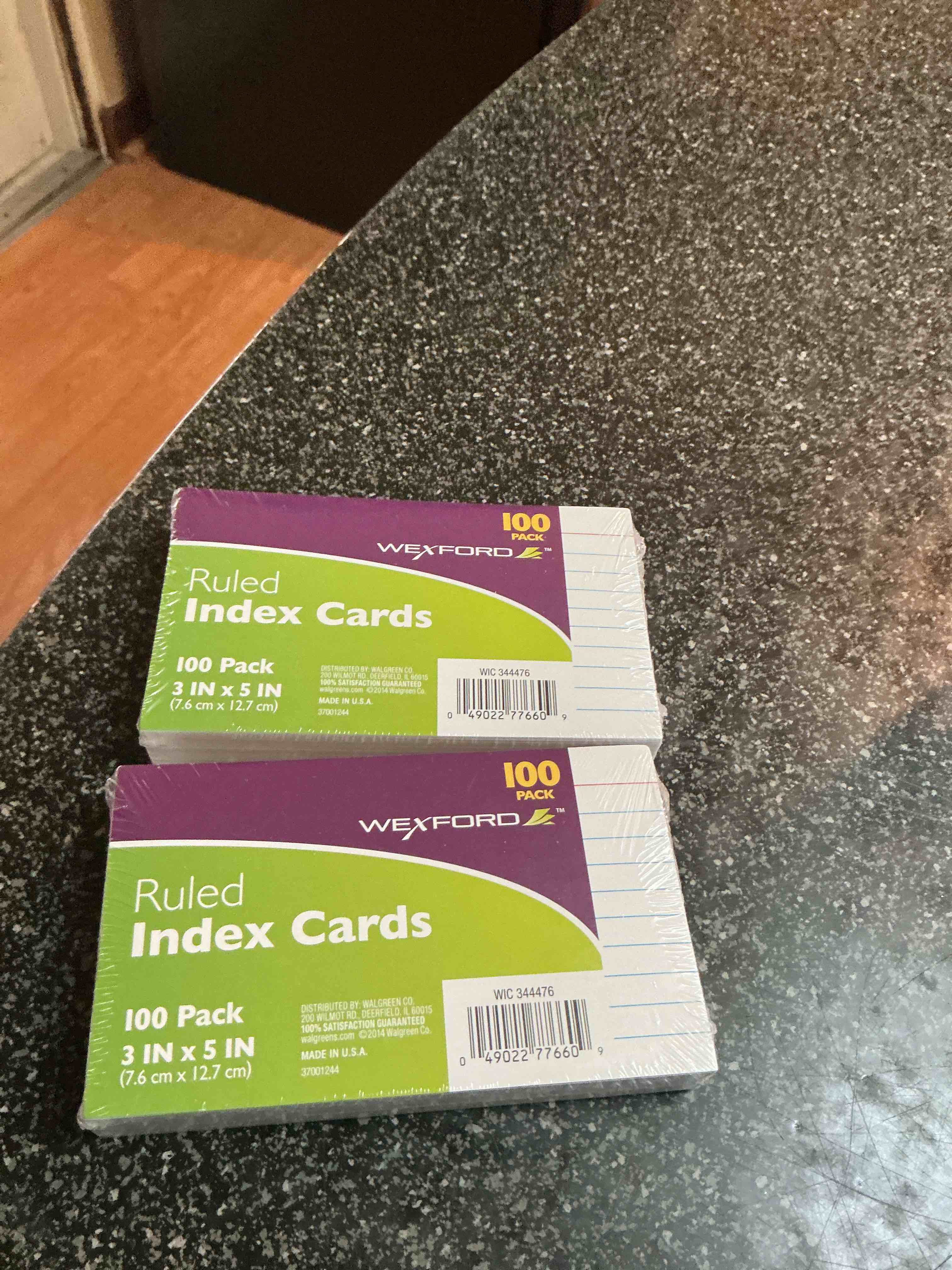 Ruled Index Cards 3 “ x 5 “ 100 Per Pack 