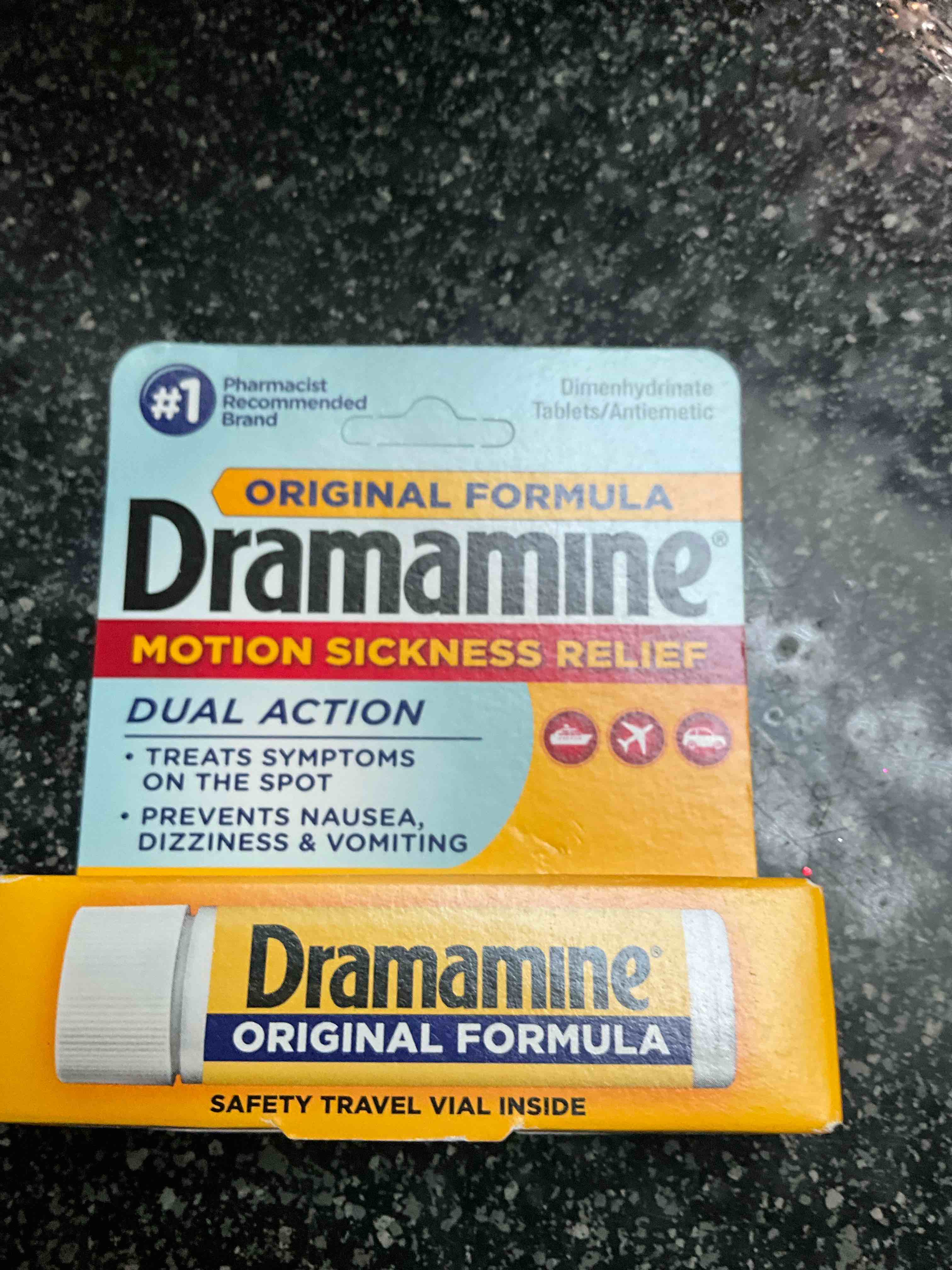 Dramamine Original, Motion Sickness Relief, Travel Vial, 12 Count