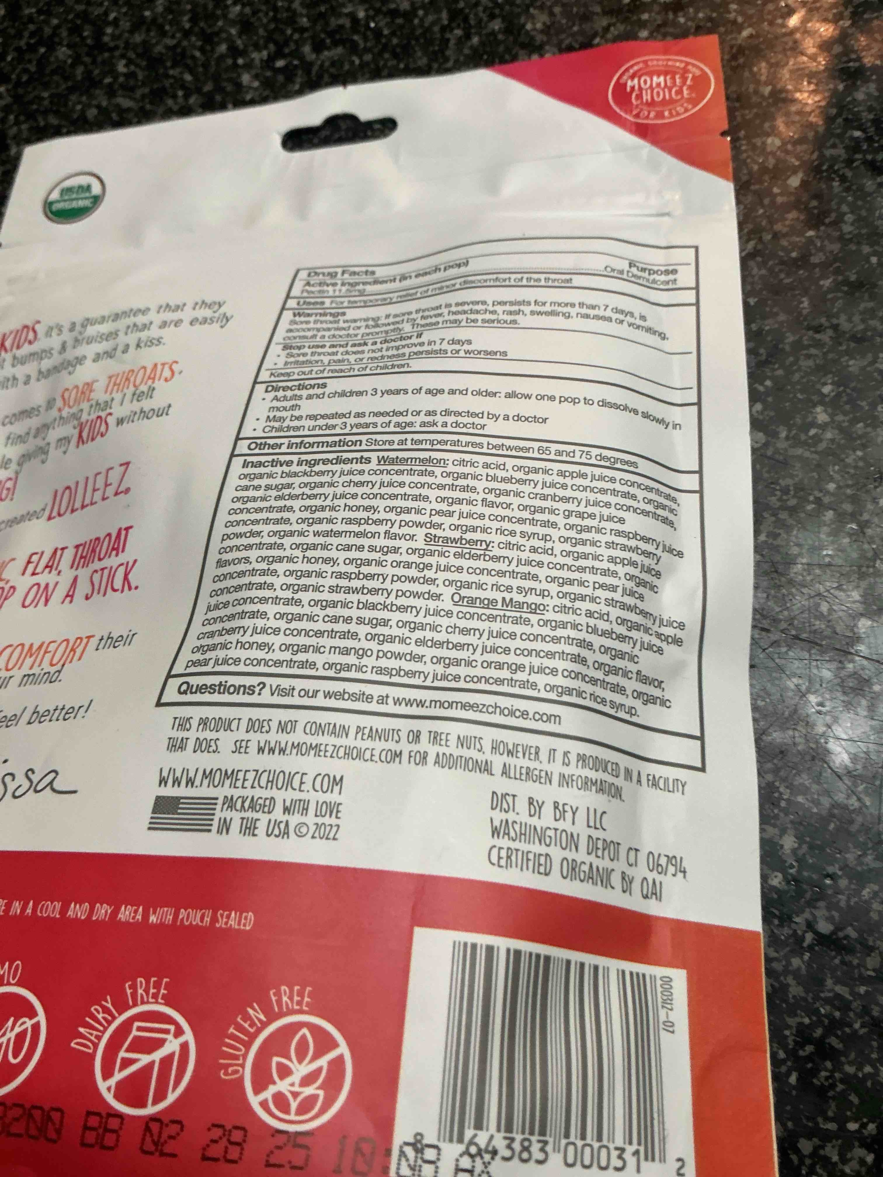 Lolleez Organic Throat Soothing Pops For Kids
