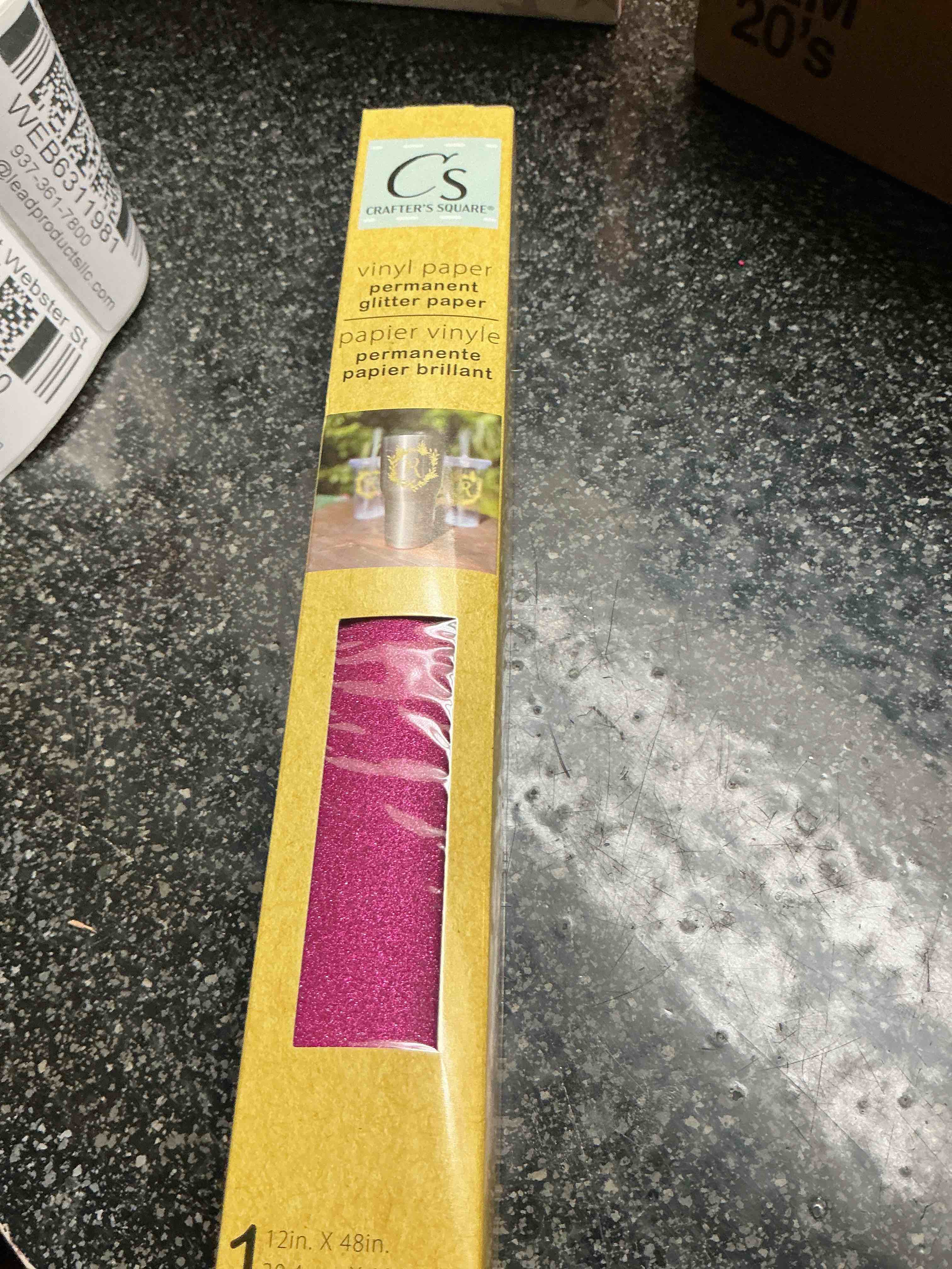 Crafters Square - Vinyl Paper - Permanent Glitter Paper - 12” x 48”  