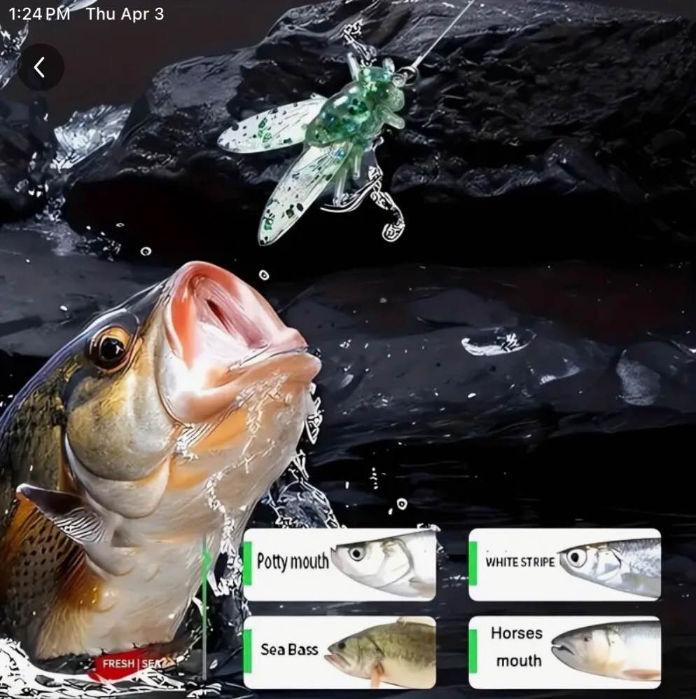 10-Pack Topwater Fly Fishing Lures with Wings – Artificial Insect Bait for Freshwater & Saltwater - High-Quality PVC Vibration Bait - Versatile Fish Attractant for All Seasons - Perfect Gift for Fishing Enthusiasts - Ideal for Easter, Independence Day, Christmas, Halloween, April Fool's Day