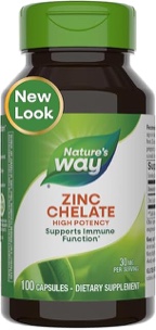 Nature's Way Zinc Chelate, Supports Immune Function*, 30 mg per serving, 100 Capsules