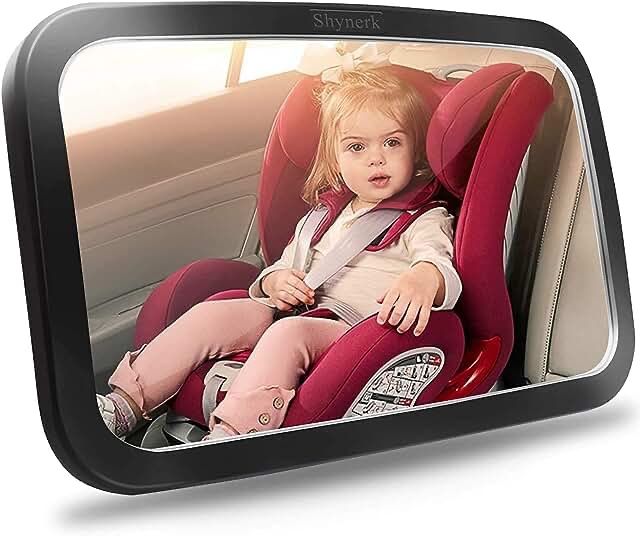 Baby Car Mirror, Safety Car Seat Mirror for Rear Facing Infant with Wide Crystal Clear View, Shatterproof, Fully Assembled, Crash Tested and Certified