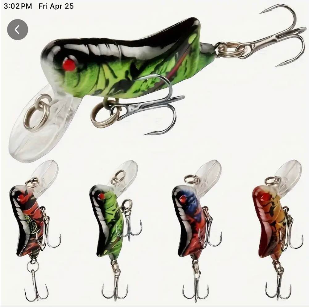 [TUYA Realistic Lures] 4pcs TUYA Realistic Grasshopper Fishing Lures - Durable ABS Material, Lifelike Locust Design - Mixed Colors, 3.5g, Sharp Hooks for Freshwater and Saltwater Fishing, Top Water Fishing Lures