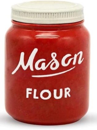 Mason Jar Flour Container - Decorative Flour Canister Mason Jars - Kitchen Food Storage Jars with Lids - Ceramic Container for Rustic Farmhouse Kitchen Canisters - Airtight Jar for Baking Bread (Red)