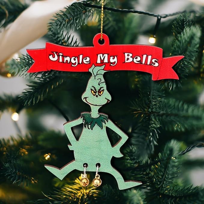 Wooden Ornaments Jingle My Bells Female Humour Xmas Tree Holiday Party Decorations, Naughty Dirty Gag Gift for Adults Merry Christmas Home Decor