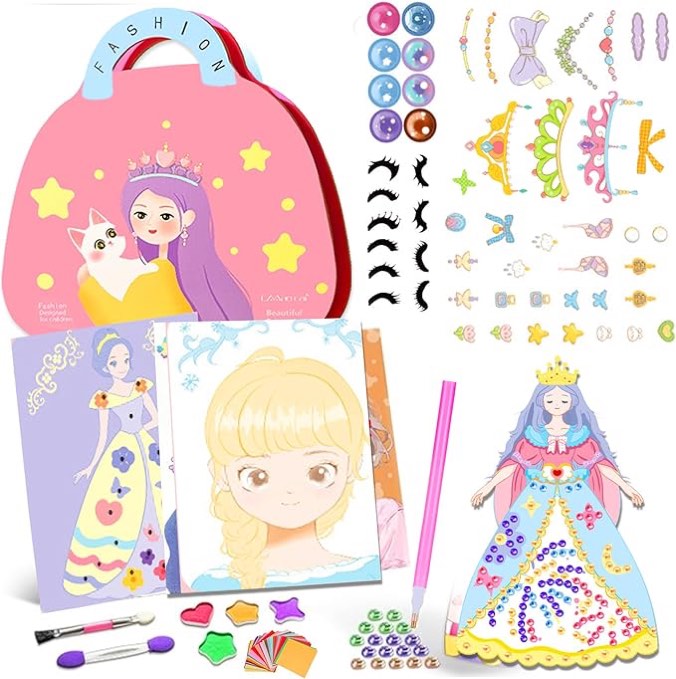 HBKJ Paper Craft Kits for Girls: Magical 4 in 1 Foil Art Painting Books Supplies Set Toys for Toddler Christmas Birthday Party Gifts Toys for Kids Ages 3 4 5 6 7 8 