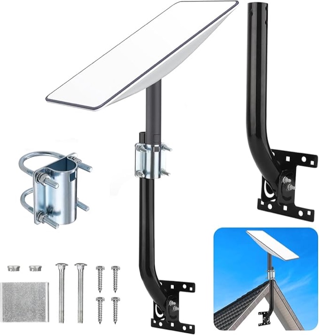 Mikgin Solid Rustproof Antenna Mount - Universal Outdoor Adjustable Pivot/Lock Bracket & J-Pipe Mast for Wall, Eave or Roof Mounting (J-Pole)