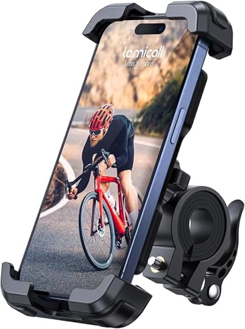 Lamicall Bike Phone Holder, Motorcycle Mount - Motorcycle Phone Holder, Handlebar Cell Phone Clamp, Scooter Phone Clip for iPhone 16 Pro Max/Plus, 15 Pro Max, S10, S20, More 4.7" to 6.8" Smartphones