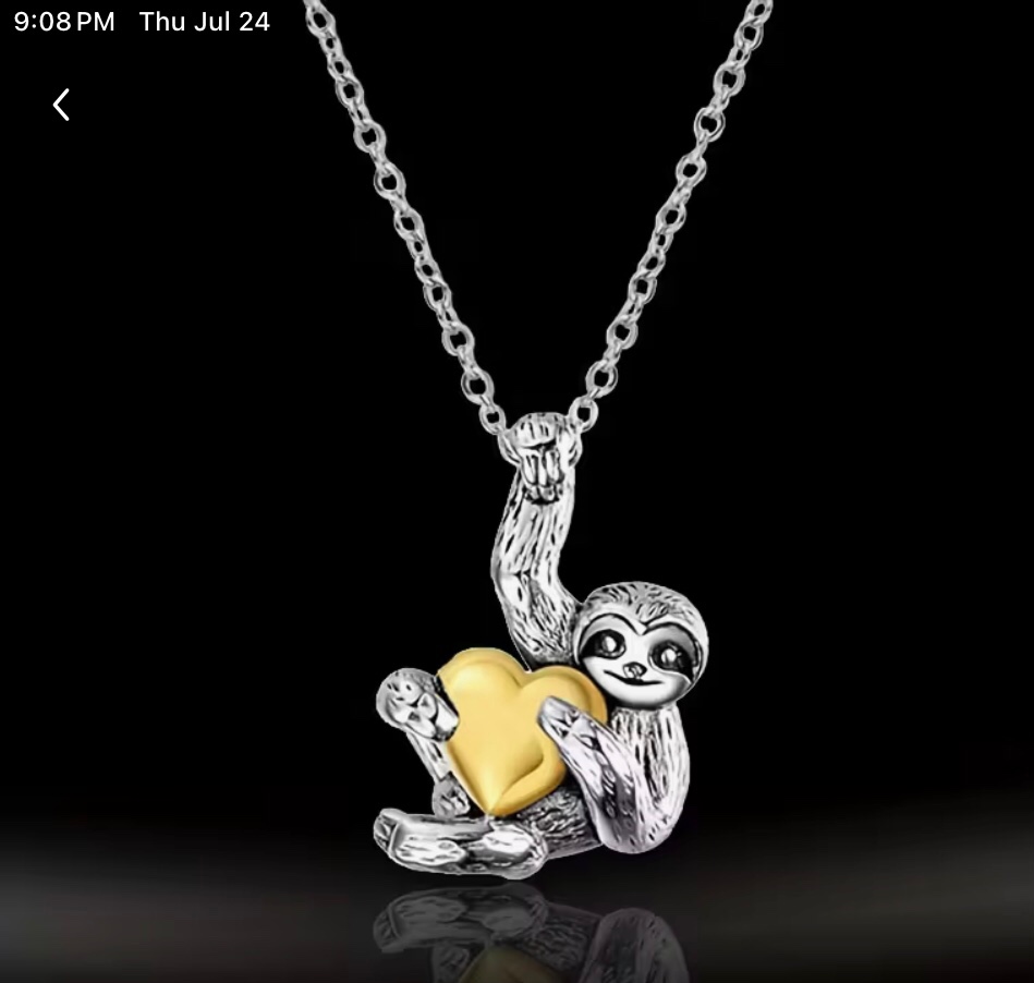 1pc Cute Little Monkey Sloth With Heart Pendant Necklace, Cartoon Animal Sloth Jewelry, Ideal choice for Gifts