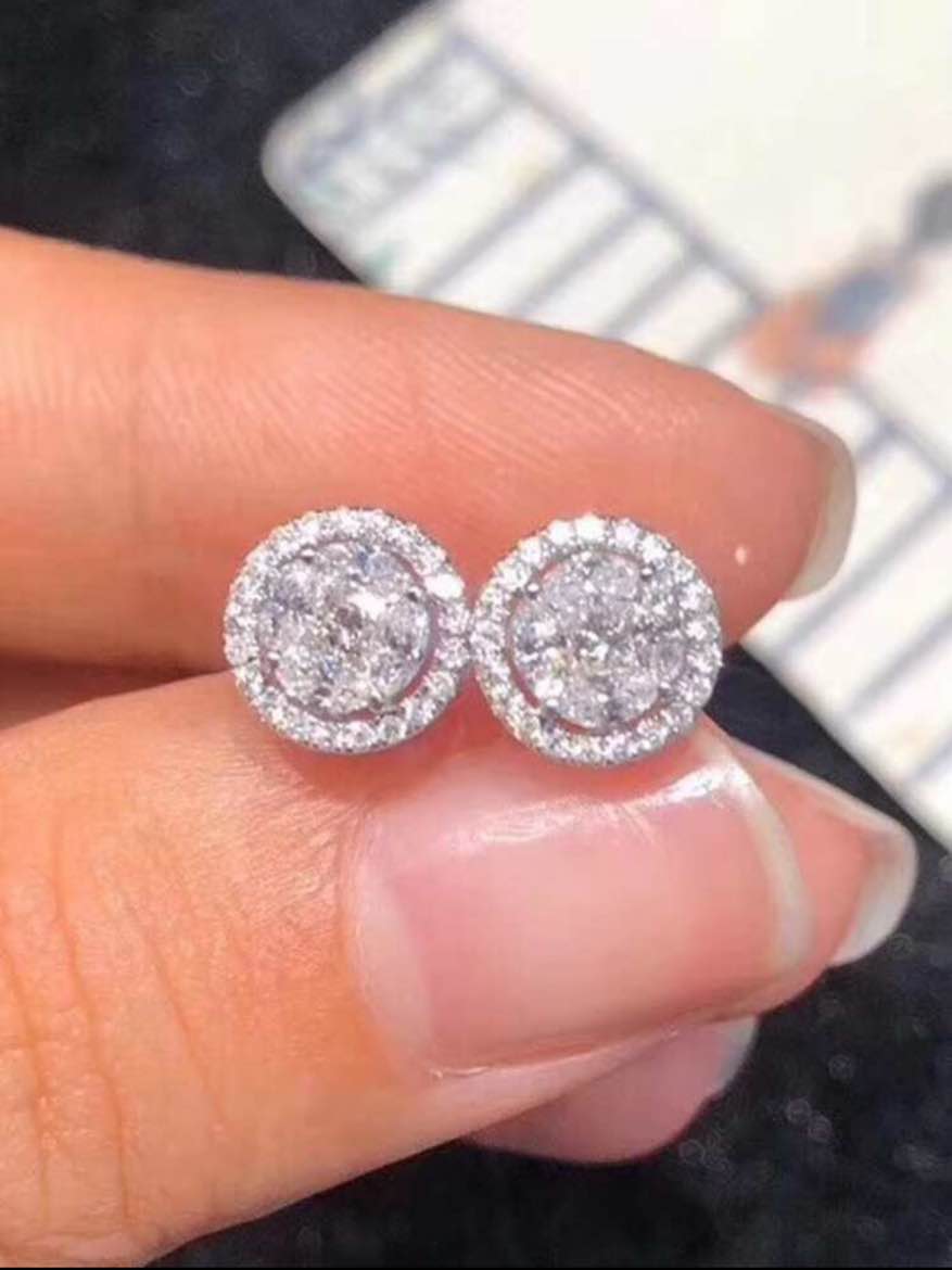 Silver halo stud Earrings