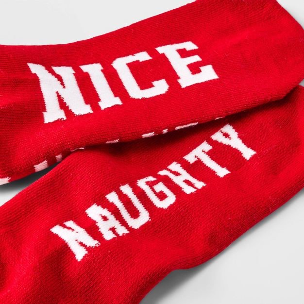 Women's Striped 'Naughty' & 'Nice' Knee High Socks with Faux Fur Cuff - Wondershop™ Red/White 4-10