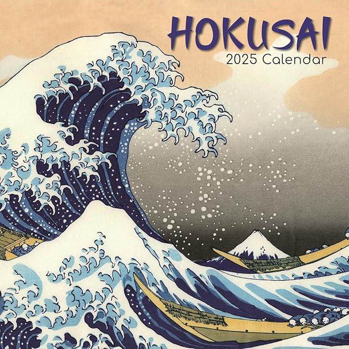 The Gifted Stationary 2025 Square Wall Calendar, Hokusai, 16-Month Arts & Antiques Theme Hanging Calendar with 180 Reminder Stickers, Month Planner for Home or Creative Spaces, 12x12 In