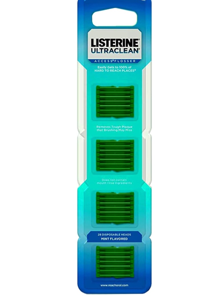 Listerine Ultraclean Access Flossers Disposable Heads Fresh Mint Crystals 28