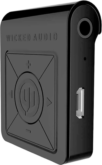 Wicked Audio Wi - BTR4X/16LY05 Wicked Audio Reach Bluetooth Audio Receiver — Makes Any Wired Headphone or Earbud Wireless — Home Theater System and Surround Sound System Compatible— Black