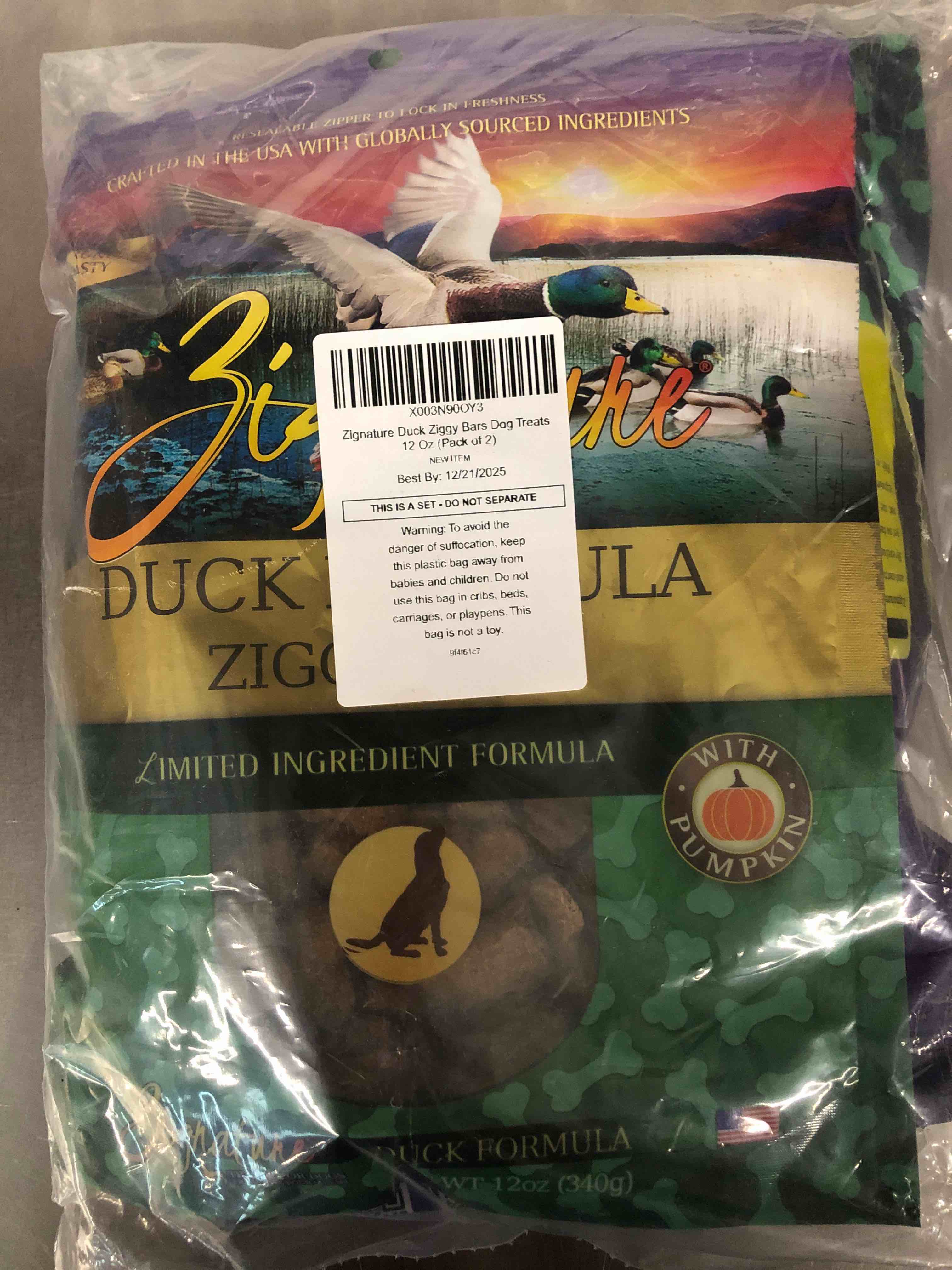 Zignature Duck Ziggy Bars Dog Treats (Pack of 2)