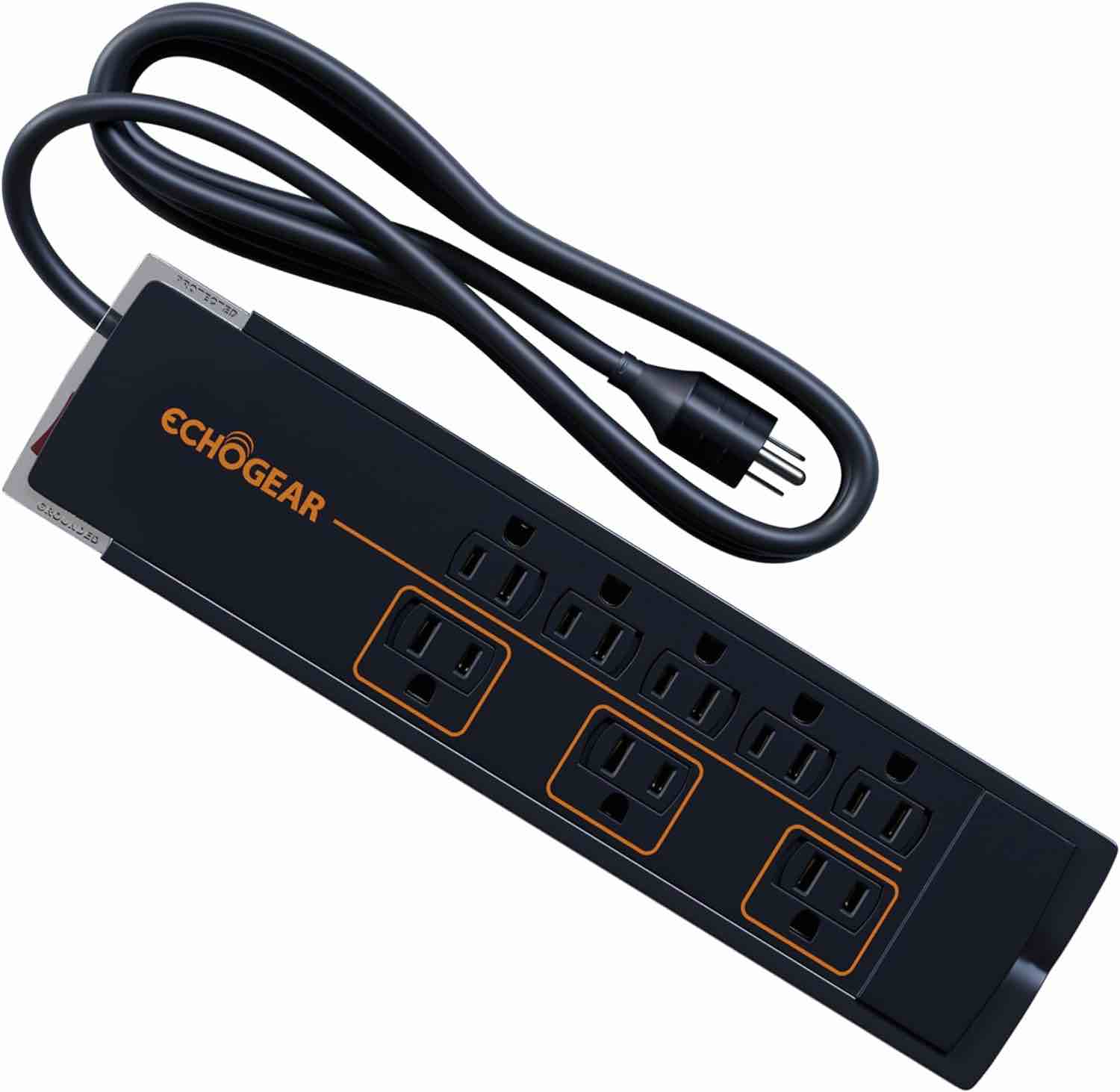Echogear 8 Outlet Surge Protector Power Strip - Slim Design Can Power & Protect Your Entire TV, Office, Or Gaming Setup - Advanced Surge Suppressor with 3420 Joules of Protection