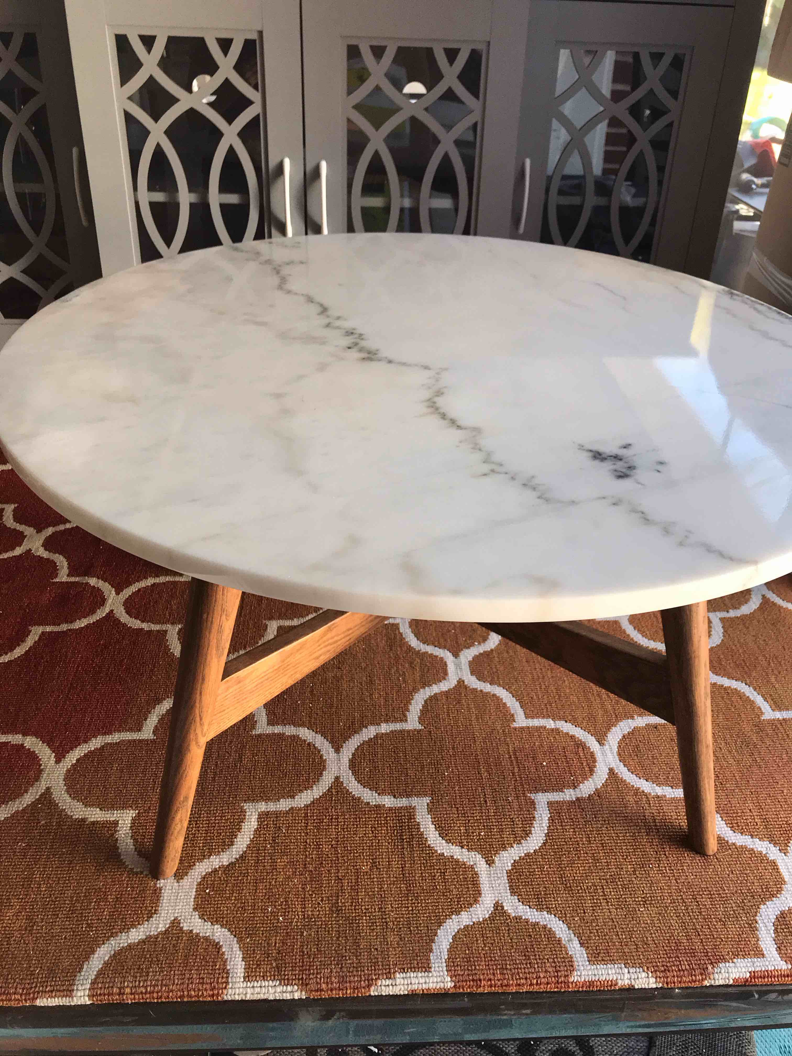 Safavieh Home Collection Maja Marble/Walnut Brown Round Coffee Table COF8101A