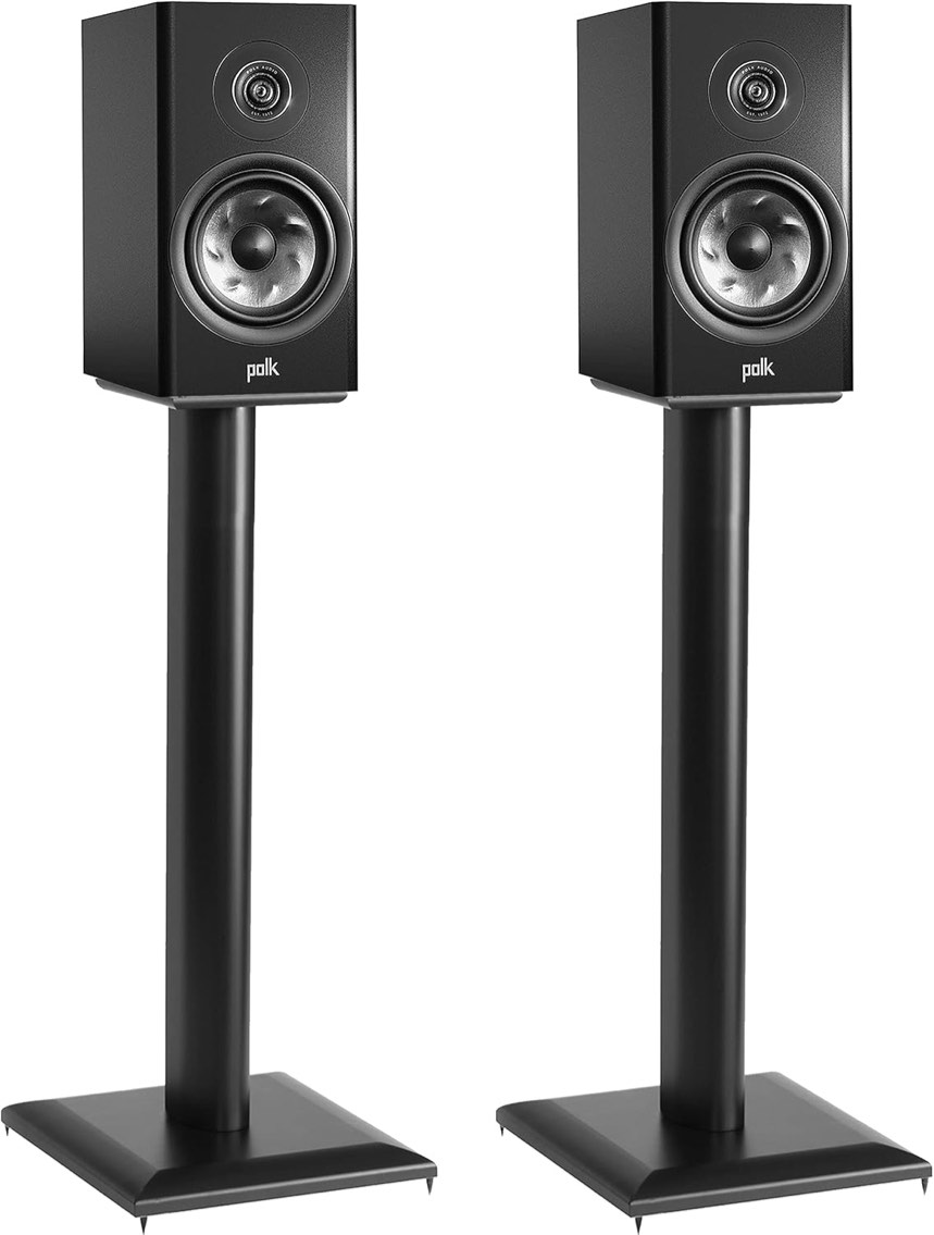 ECHOGEAR Premium Universal Floor Speaker Stands - Vibration-Absorbing MDF Design Works with Edifier, Polk, & Other Bookshelf Speakers Or Studio Monitors - Includes Sound Iso Pads & Carpet Spikes